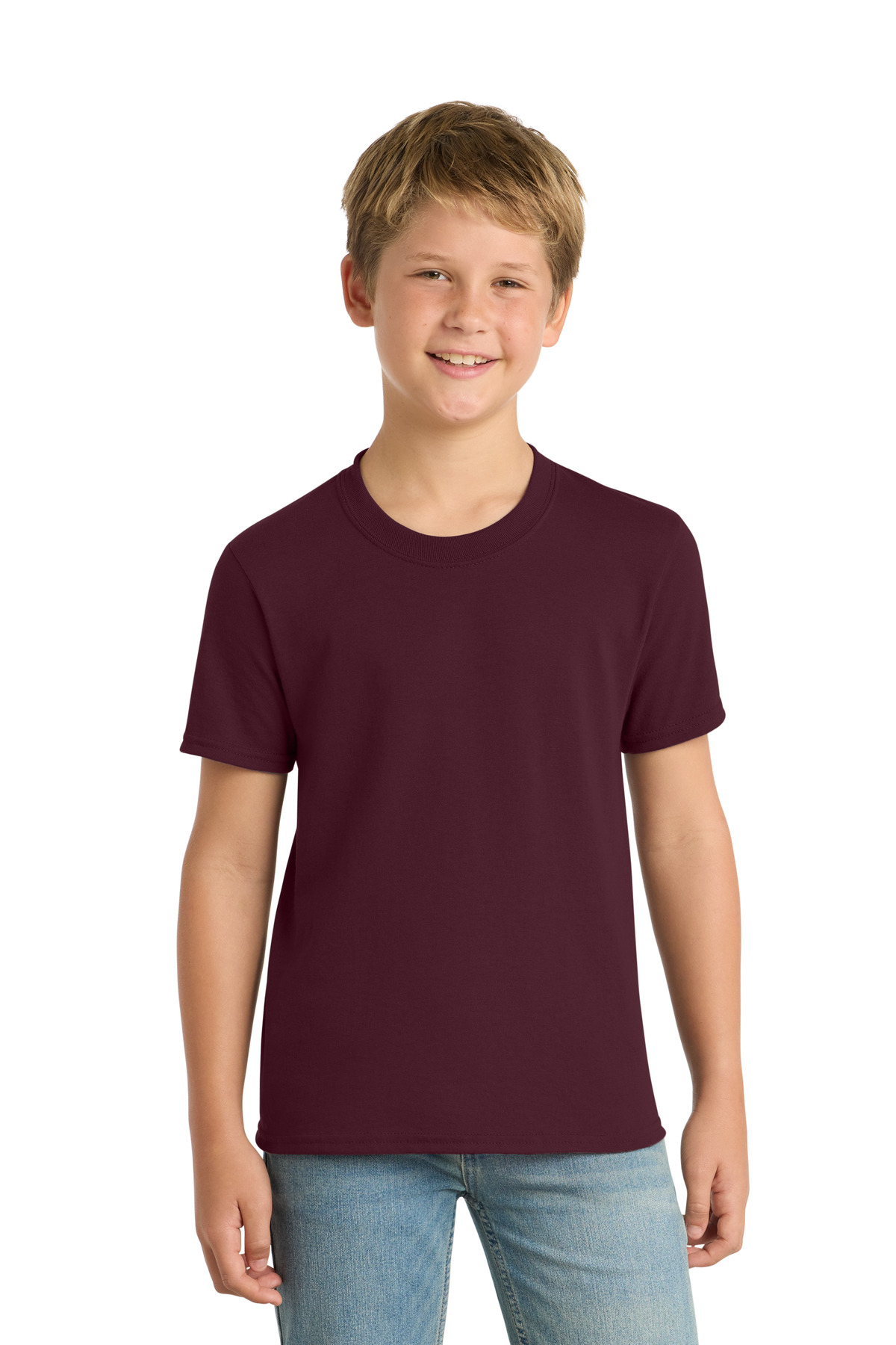 Port & Co ™ Youth Core Blend Tee. PC55Y - Athletic Maroon