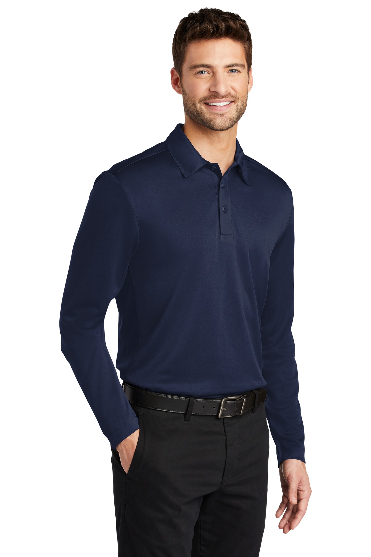 Port Authority Silk Touch Performance Long Sleeve Polo. K540LS
