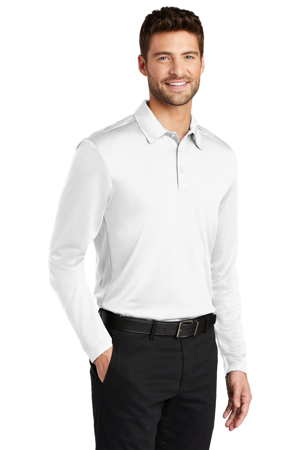 Port Authority Silk Touch Performance Long Sleeve Polo. K540LS