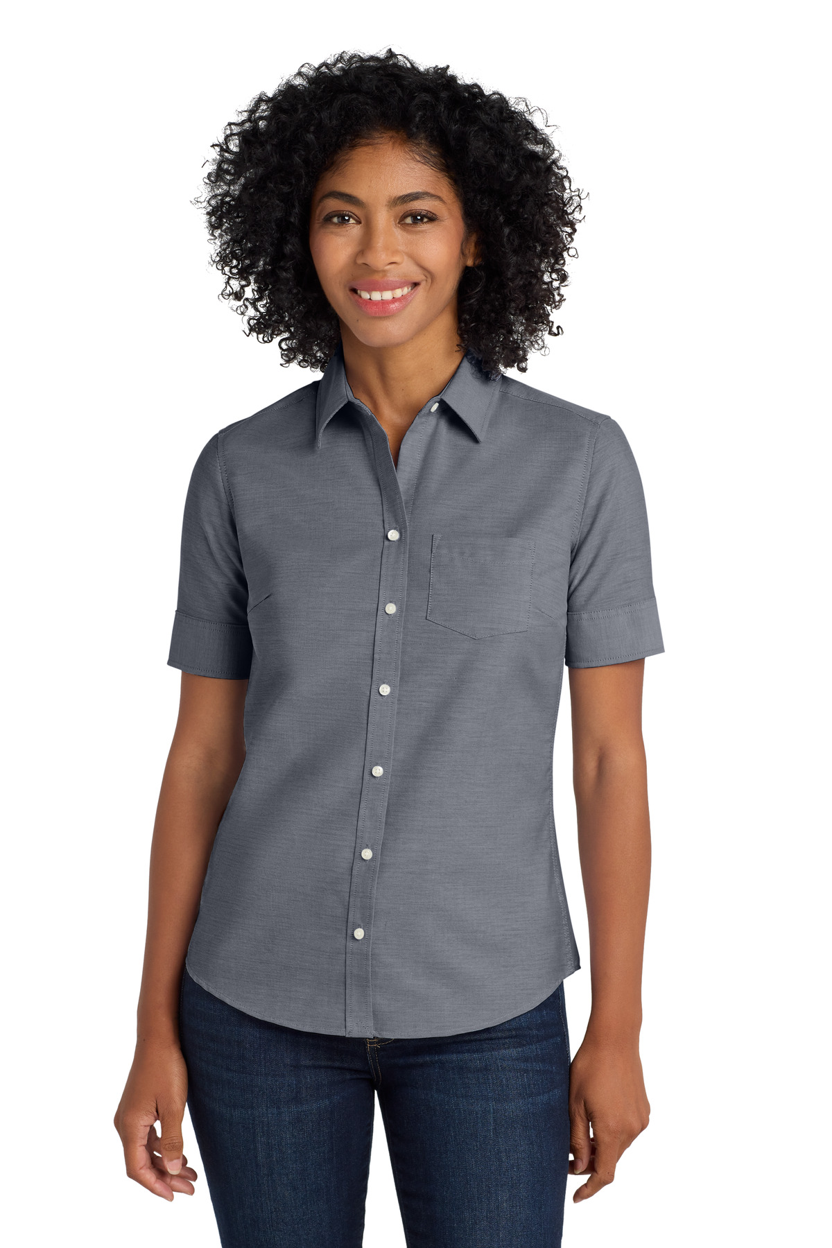 Port Authority Women&#8216;s Short Sleeve SuperPro Oxford Shirt-Port Authority