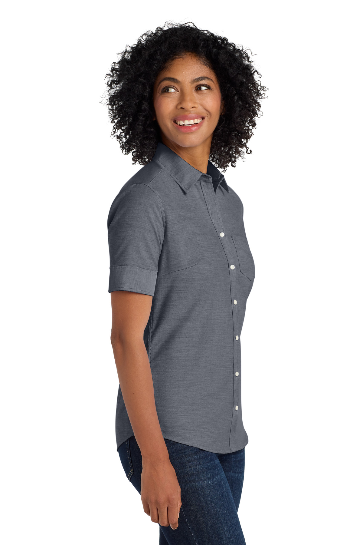 Port Authority Women's Short Sleeve SuperPro Oxford Shirt. L659