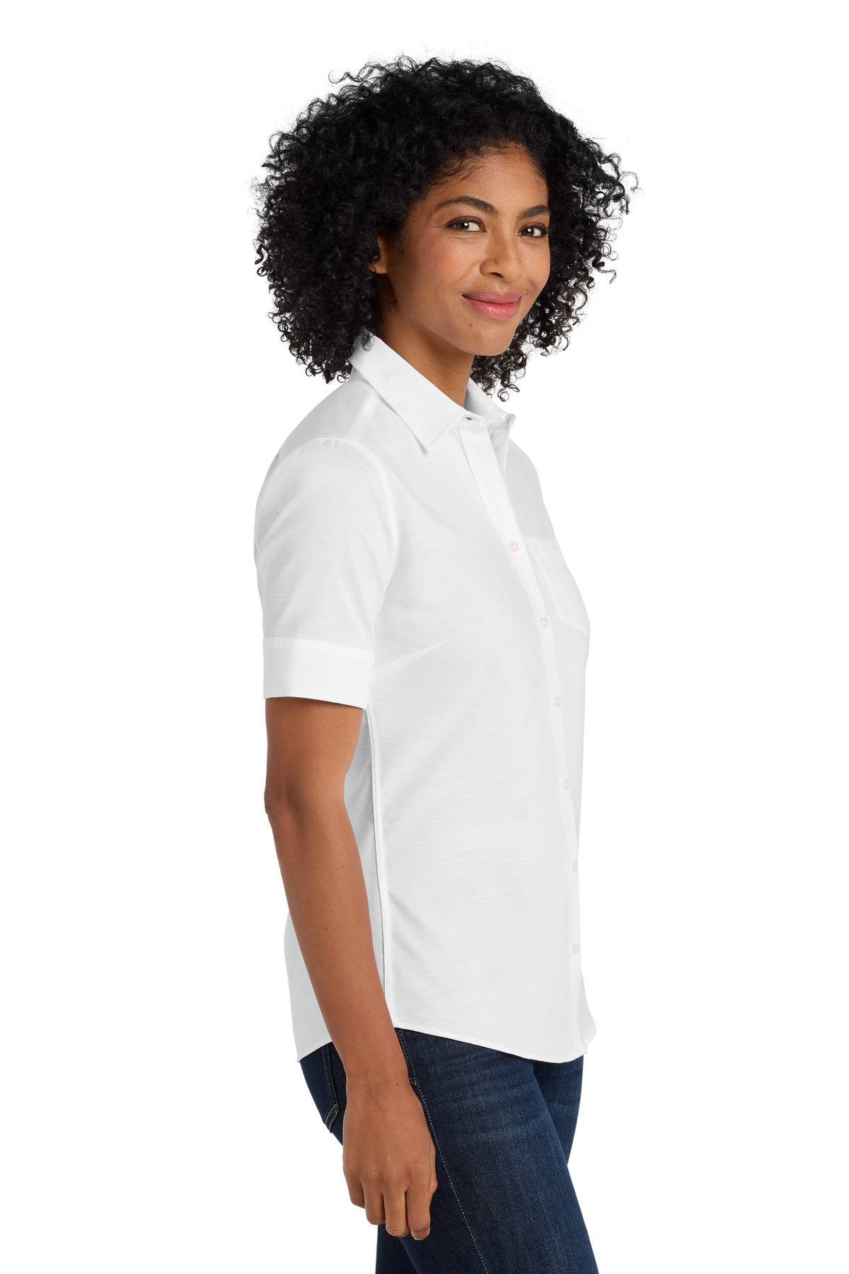 Port Authority Women's Short Sleeve SuperPro Oxford Shirt. L659