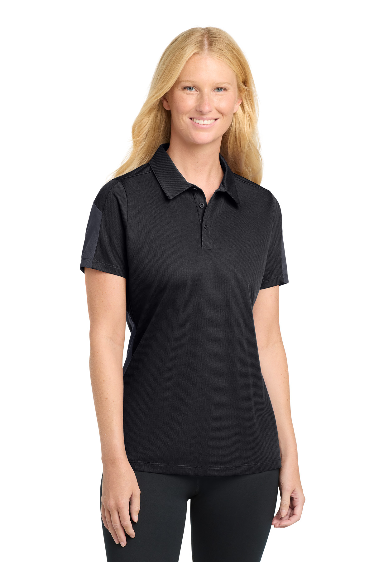  DISCONTINUED  Sport-Tek ┬«  Women's PosiCharge ┬«  Active Textured Colorblock Polo. LST695