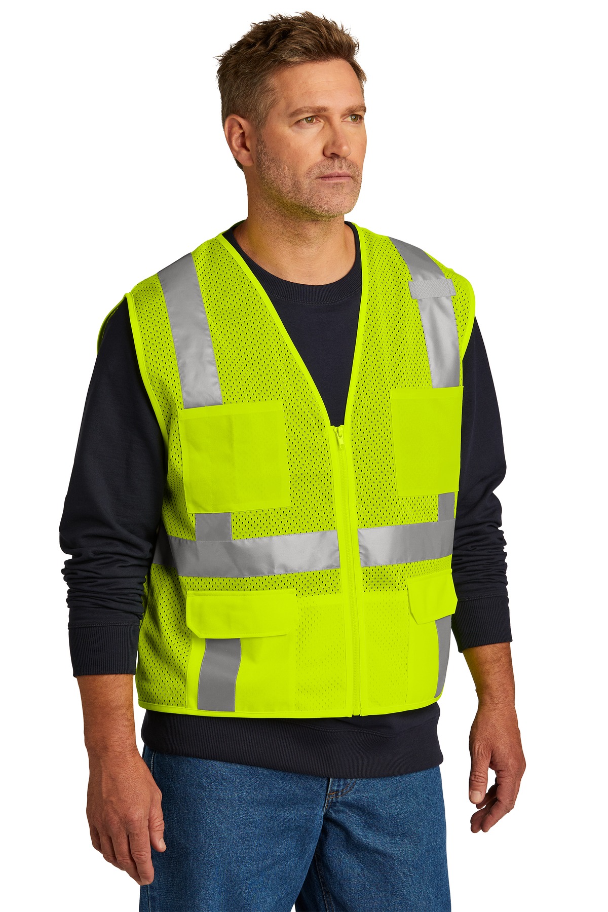 CornerStone ANSI 107 Class 2 Mesh Six-Pocket Zippered Vest. CSV104
