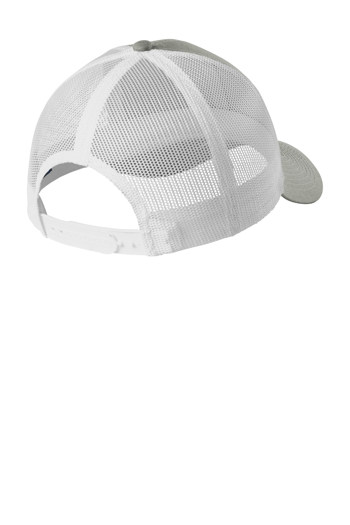 Port Authority Low-Profile Snapback Trucker Cap C402LP in Heather Grey/ White — Back