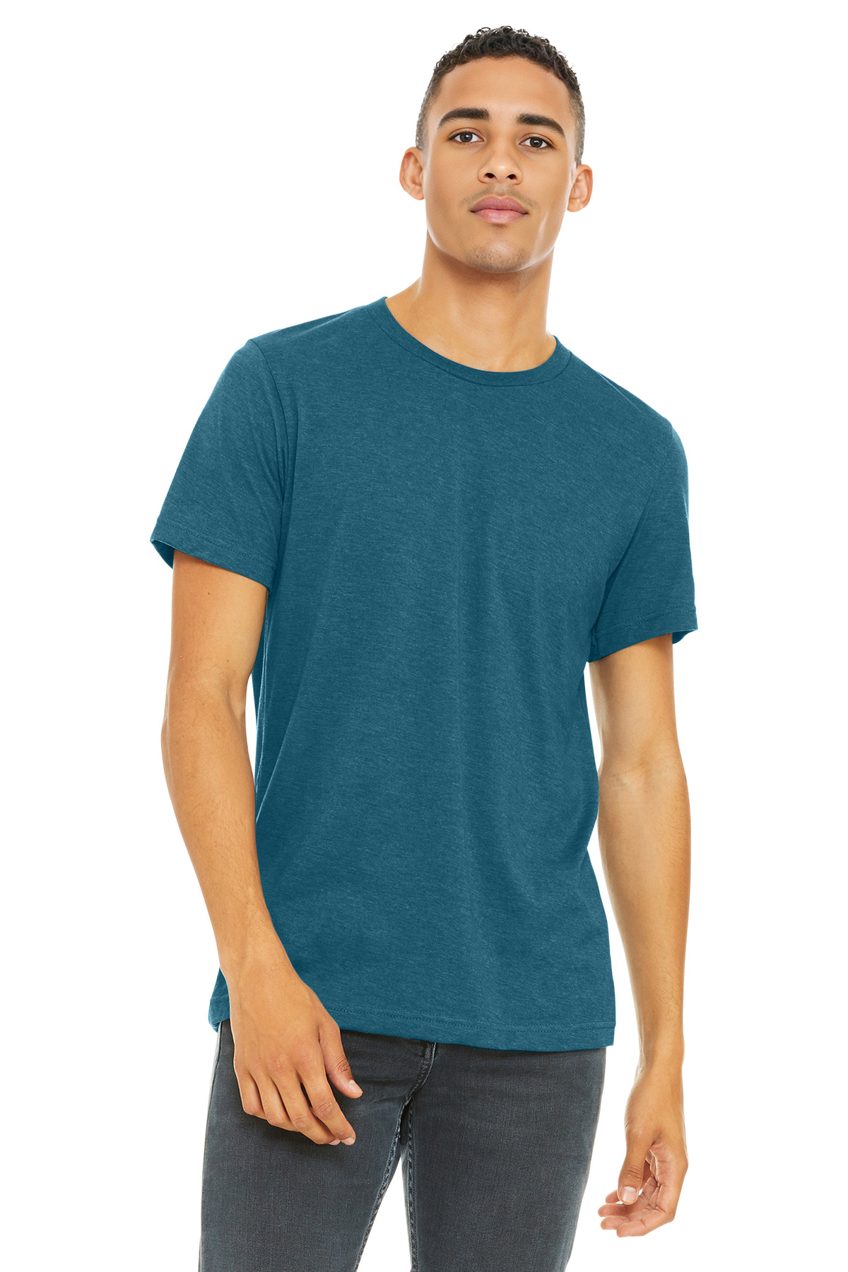 Bella + Canvas BC3001CVC swatch in Heather Deep Teal