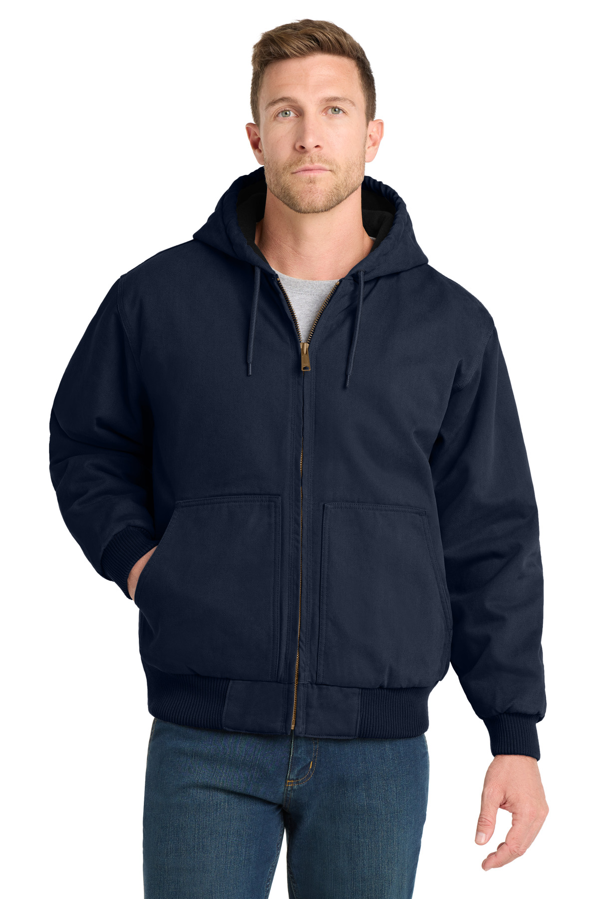 CornerStone ®  Washed Duck Cloth Insulated Hooded Work Jacket. CSJ41 - Front Model