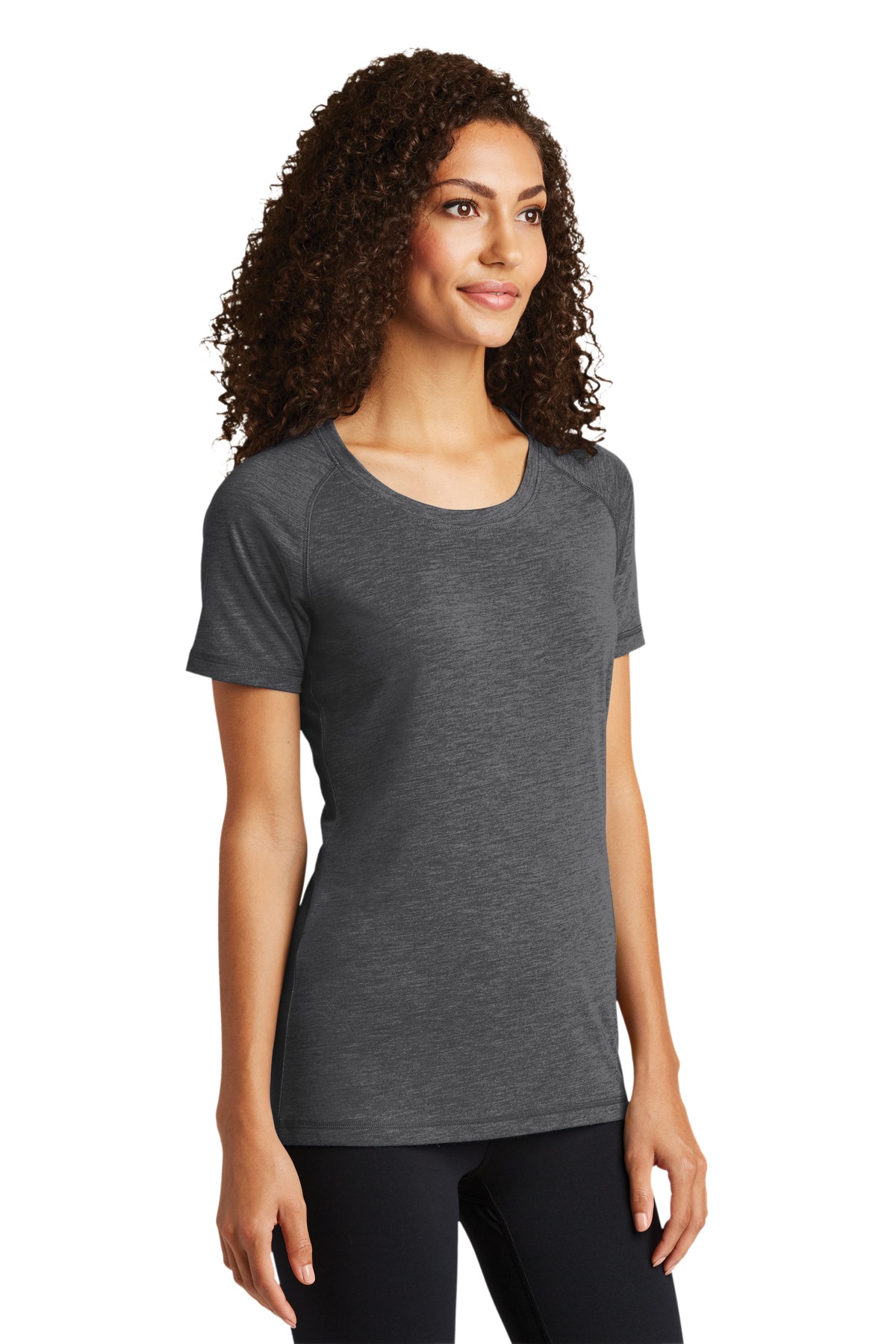 Sport-Tek Women's PosiCharge Tri-Blend Wicking Scoop Neck Raglan Tee. LST400