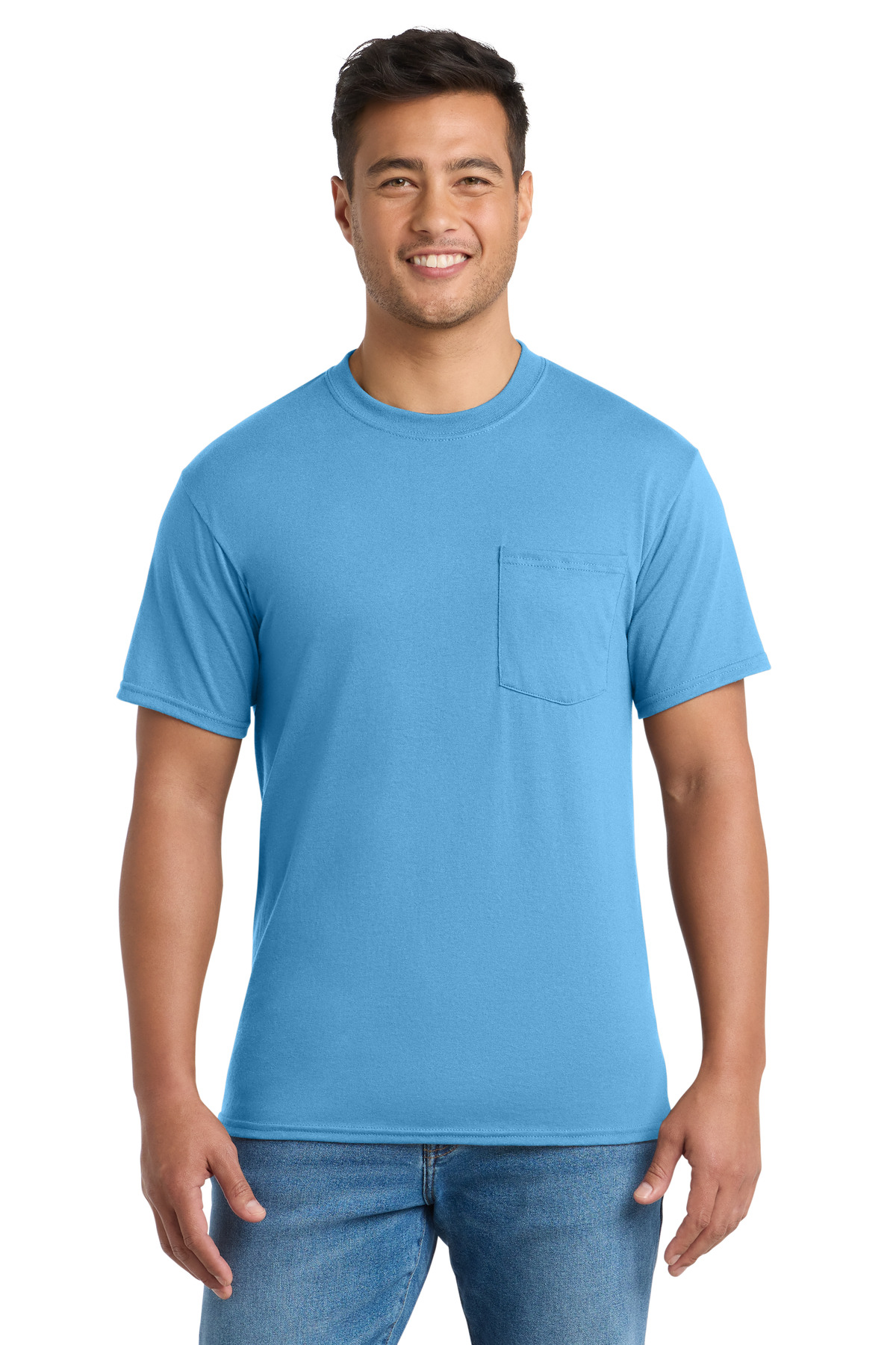 Port & Co ™ Tall Core Blend Pocket Tee. PC55PT - Aquatic Blue