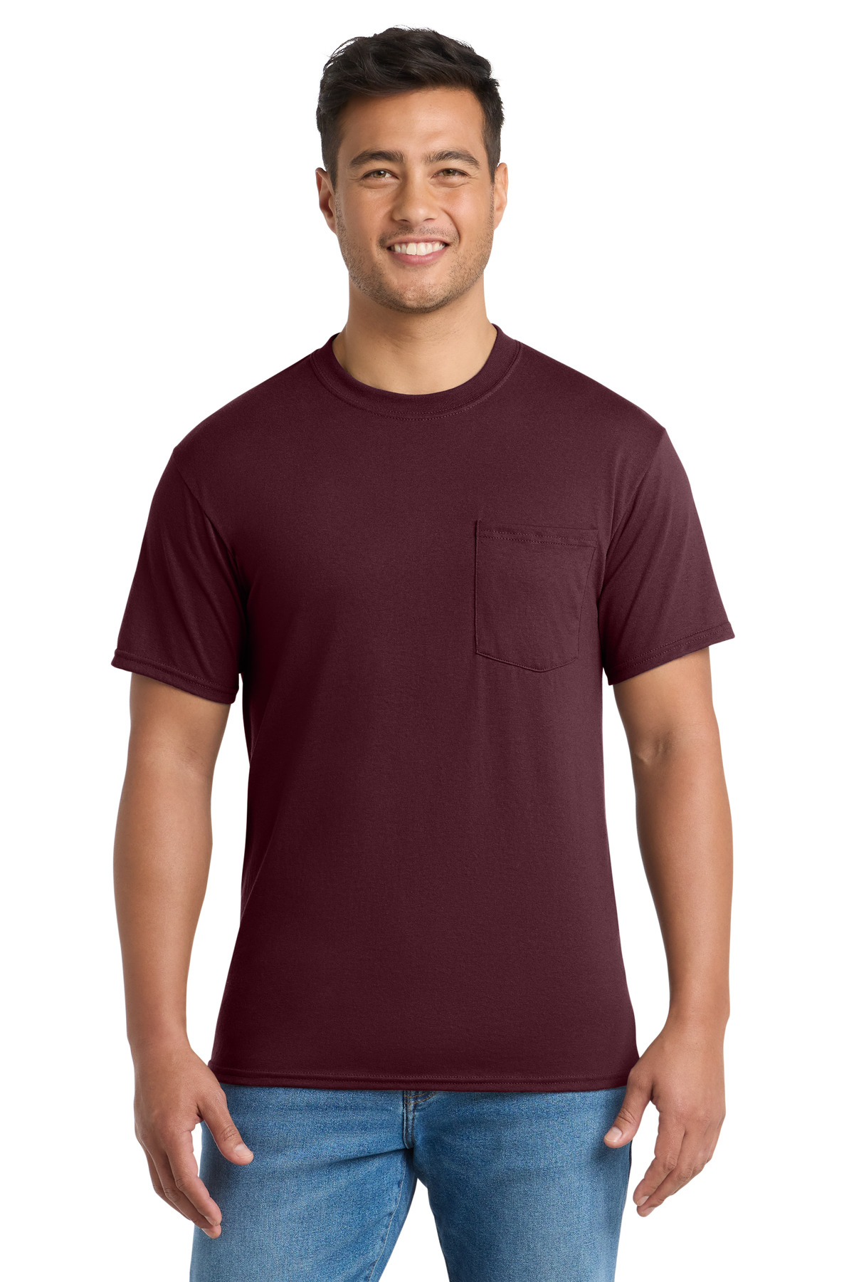 Port & Co ™ Tall Core Blend Pocket Tee. PC55PT - Athletic Maroon