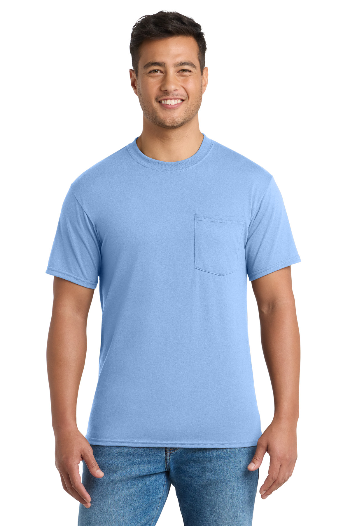 Port & Co ™ Tall Core Blend Pocket Tee. PC55PT - Light Blue