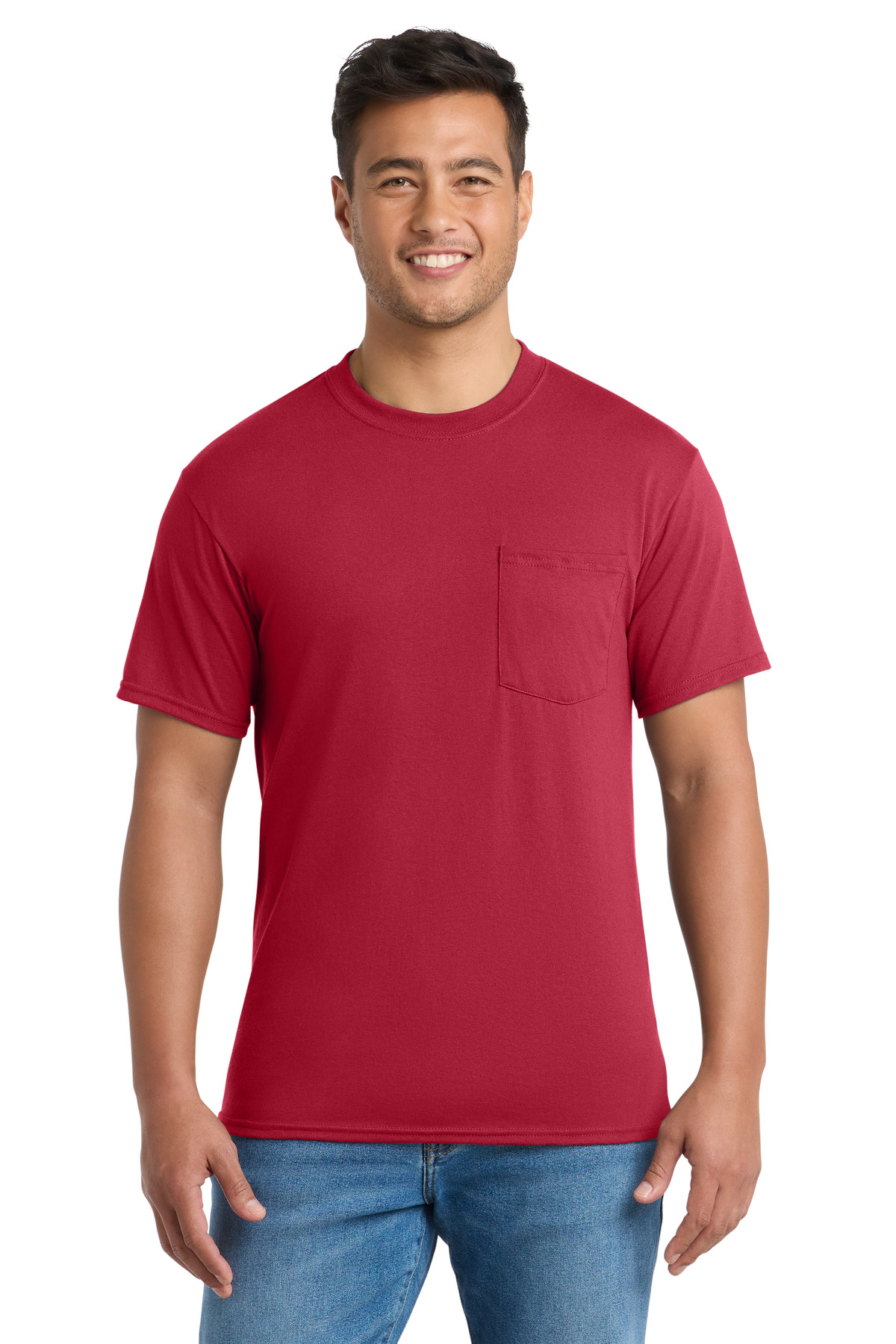 Port & Co ™ Tall Core Blend Pocket Tee. PC55PT - Red