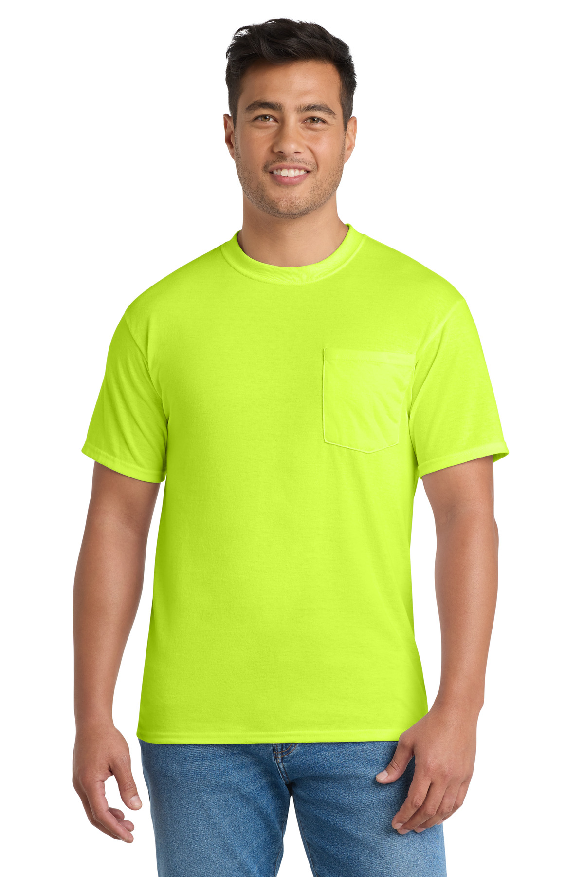 Port & Co ™ Tall Core Blend Pocket Tee. PC55PT - Safety Green