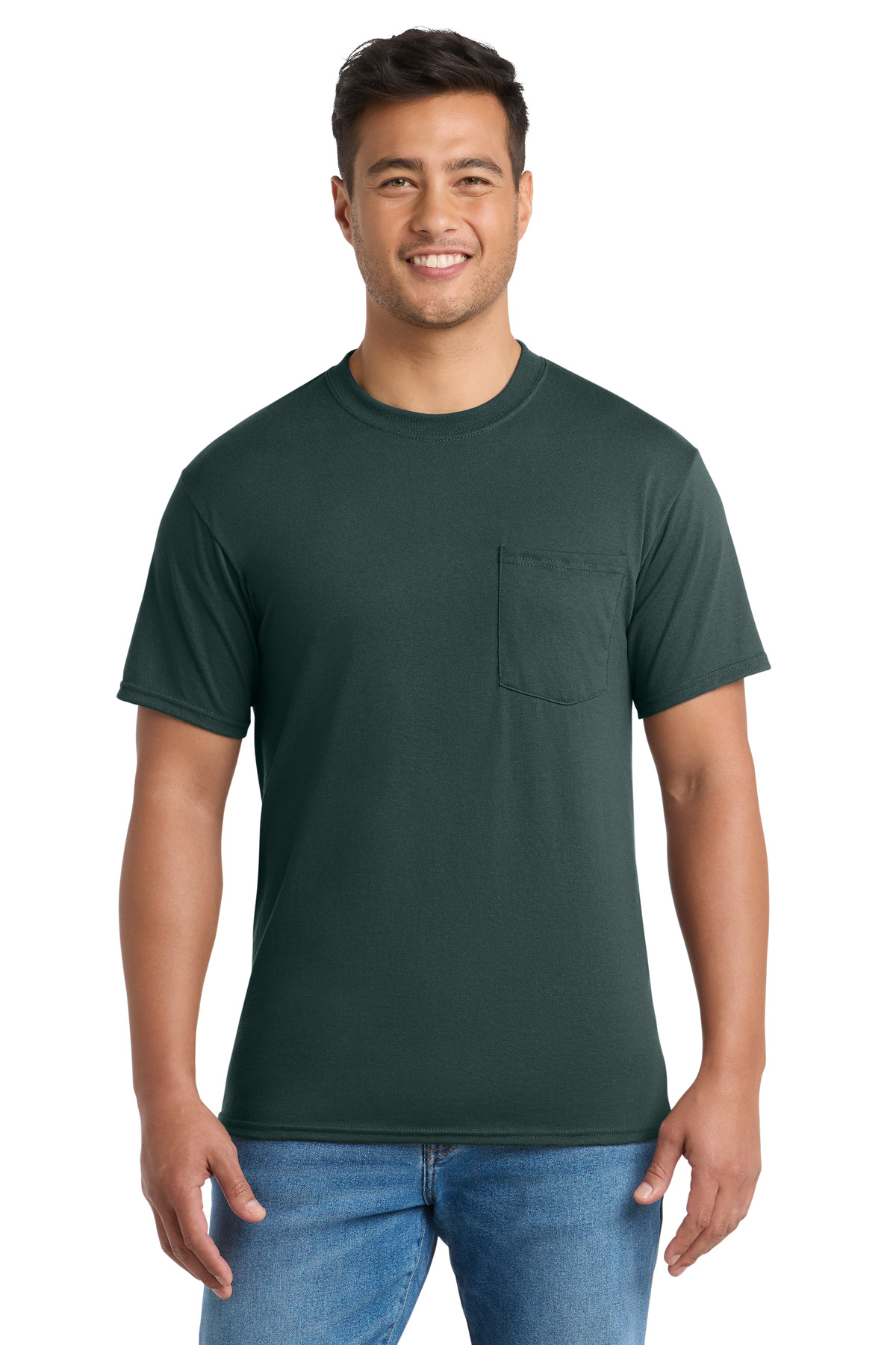 Port & Co ™ Core Blend Pocket Tee. PC55P - Dark Green