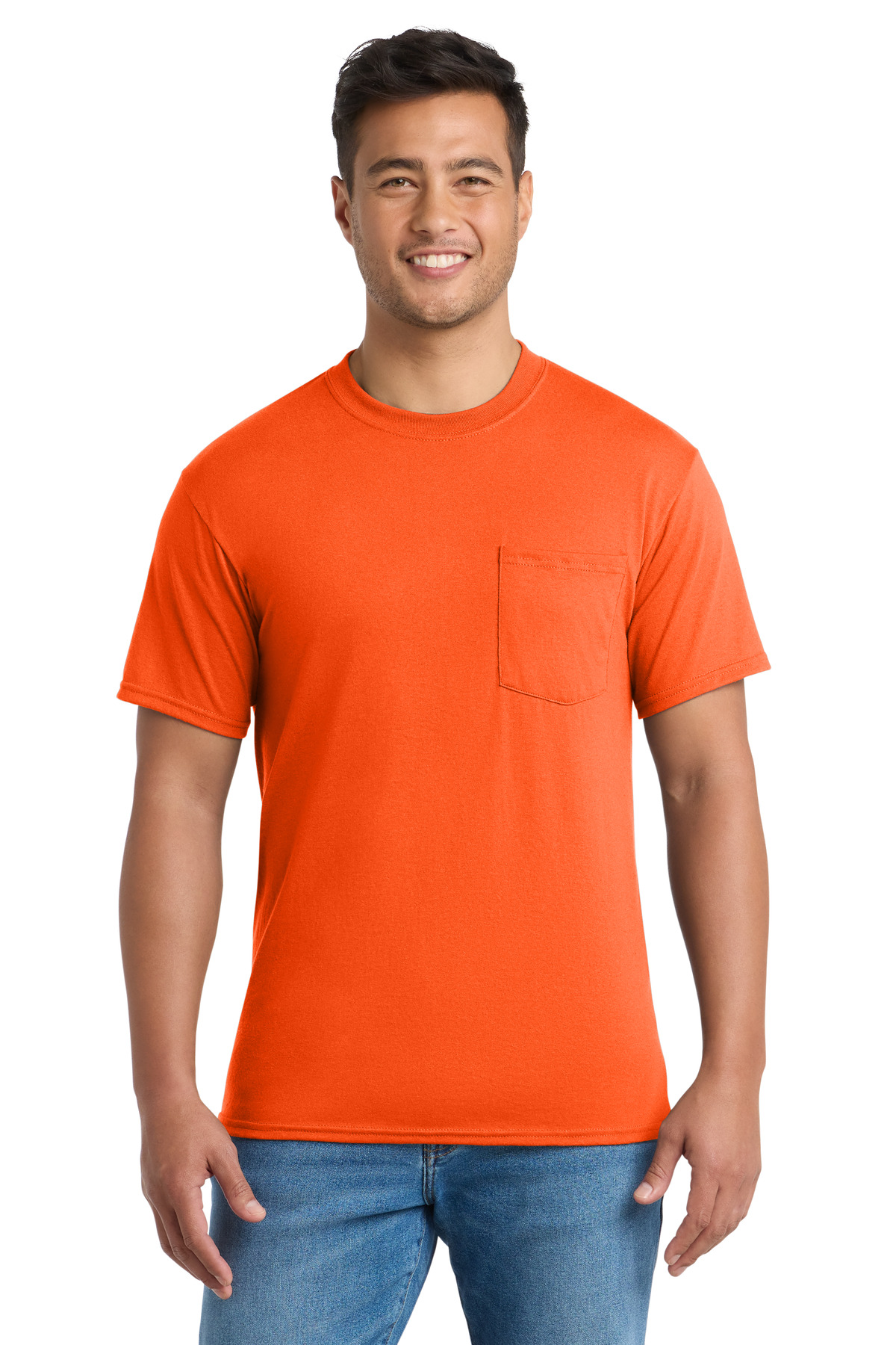 Port & Co ™ Core Blend Pocket Tee. PC55P - Safety Orange