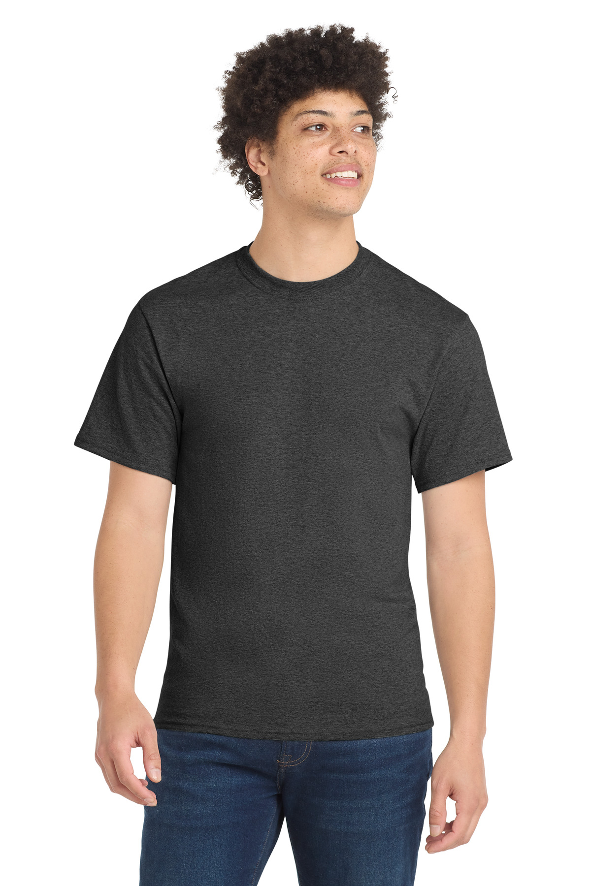 Port & Co PC55T swatch in Dark Heather Grey