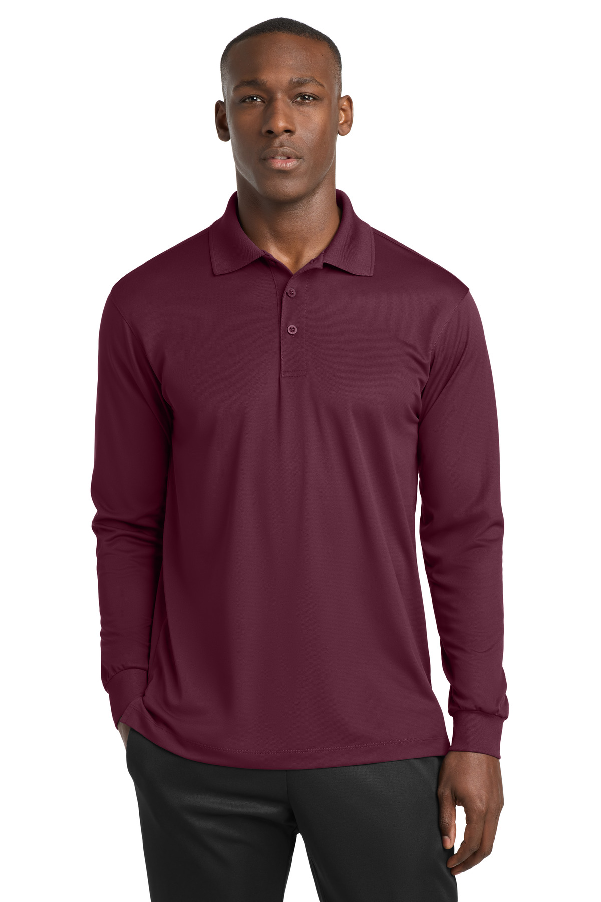 Sport-Tek ®  Long Sleeve Micropique Sport-Wick ®  Polo. ST657 - Front Model
