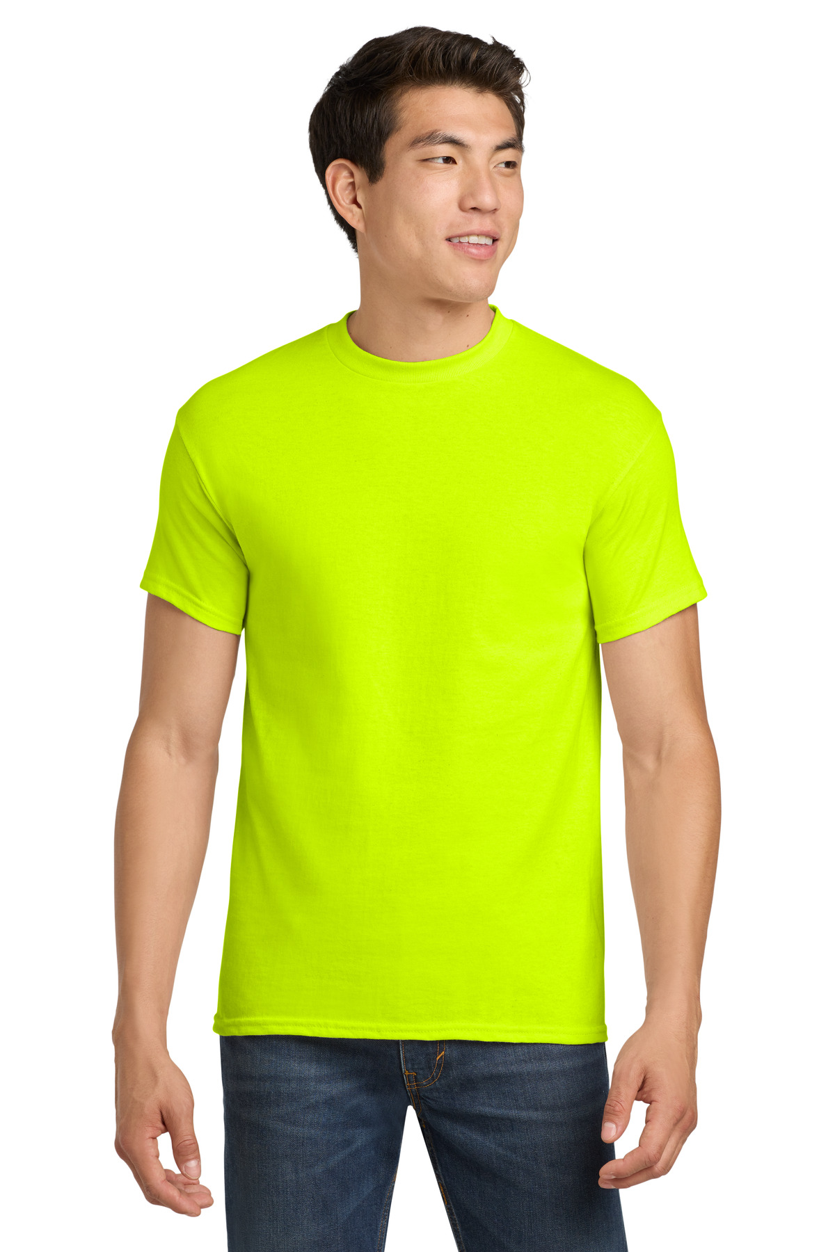 Gildan 5000 swatch in Safety Green
