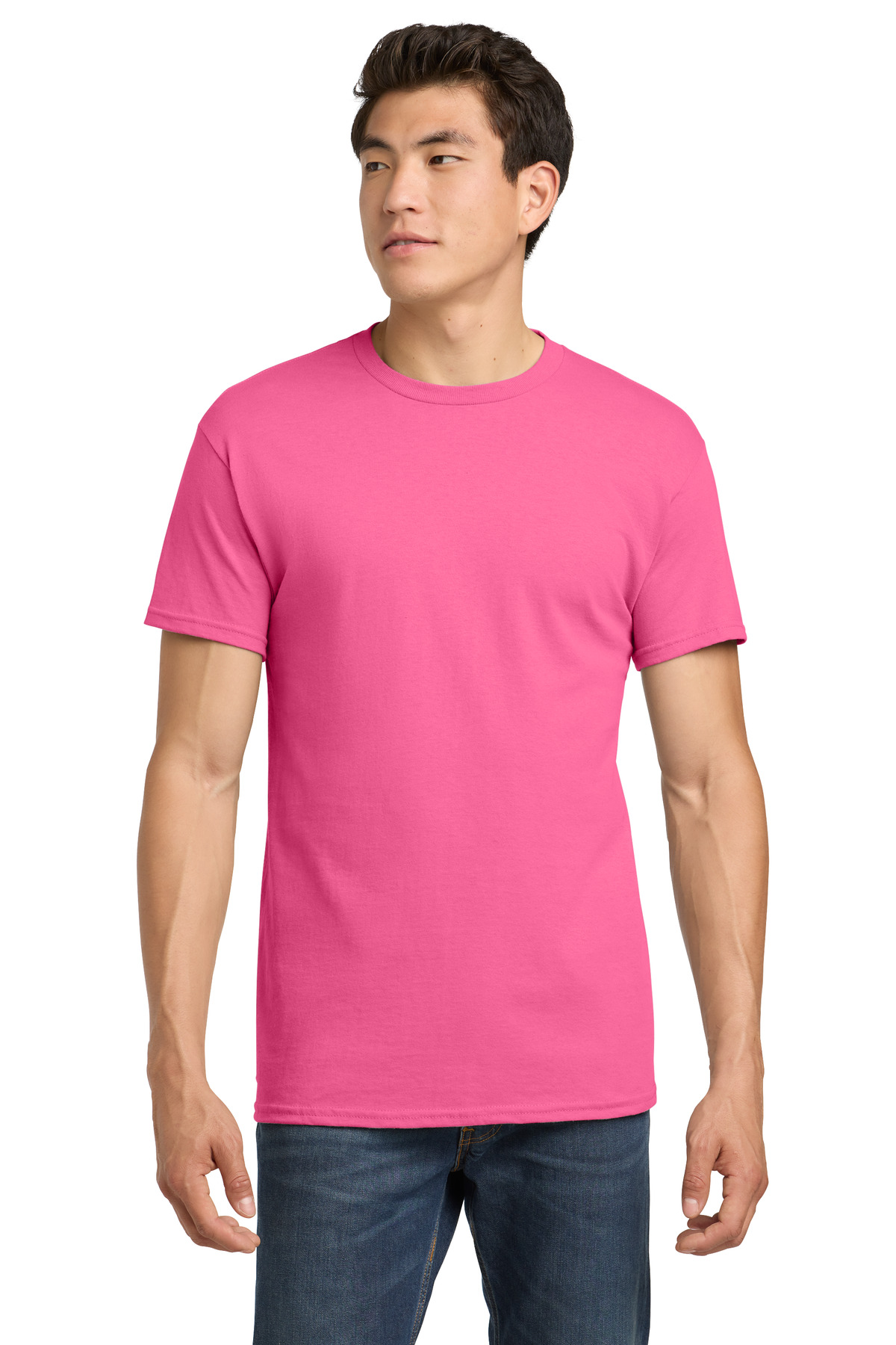 Gildan 5000 swatch in Safety Pink