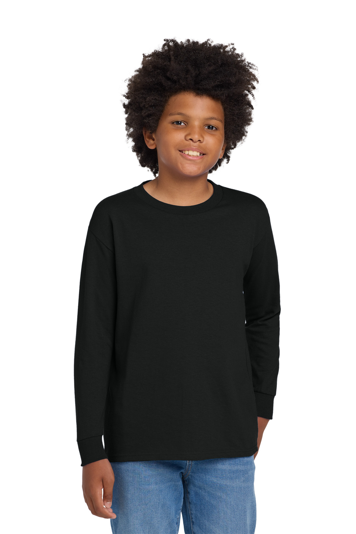Gildan ® Youth Heavy Cotton ™ 100% Cotton Long Sleeve T-Shirt. 5400B - Black