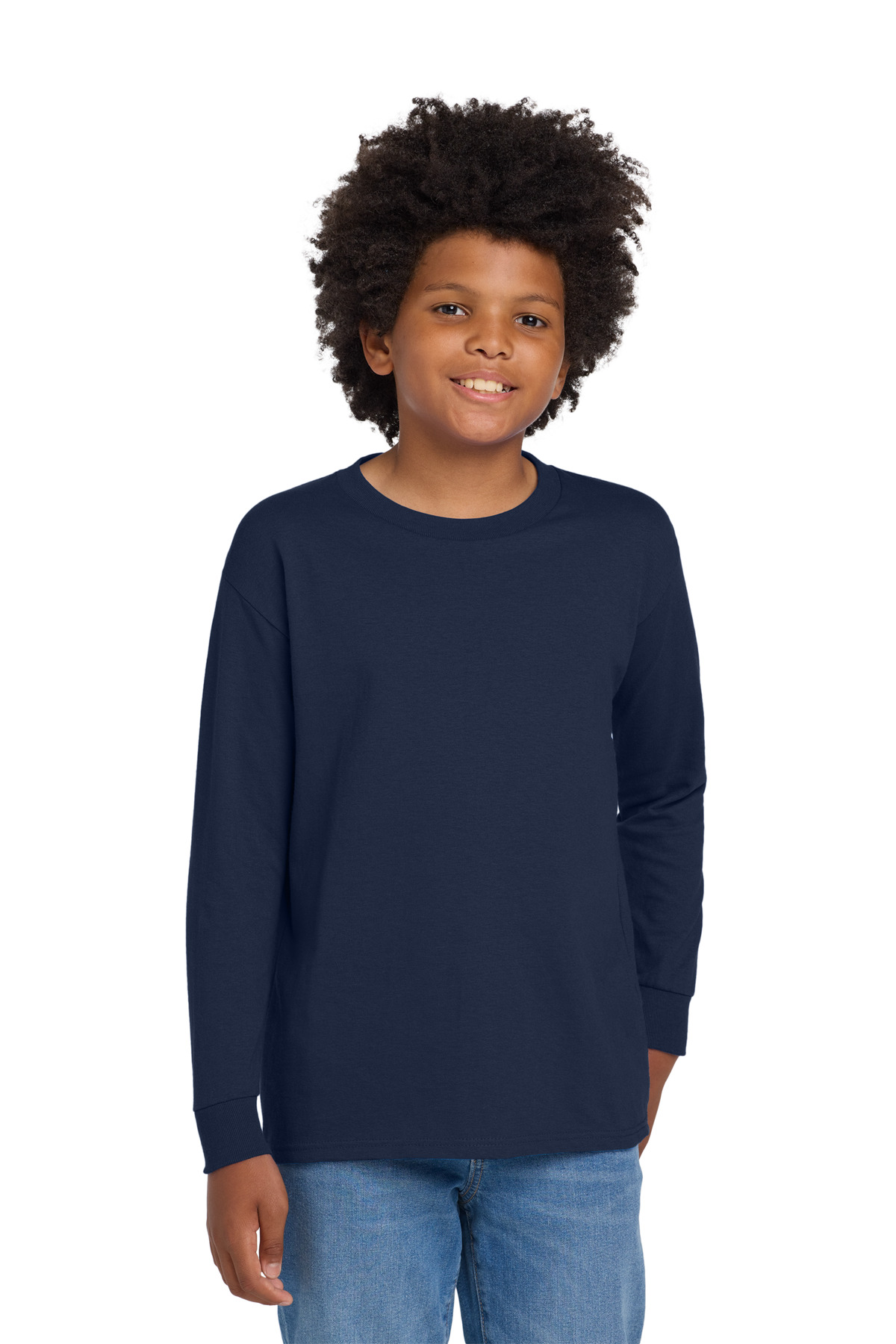 Gildan ® Youth Heavy Cotton ™ 100% Cotton Long Sleeve T-Shirt. 5400B - Navy