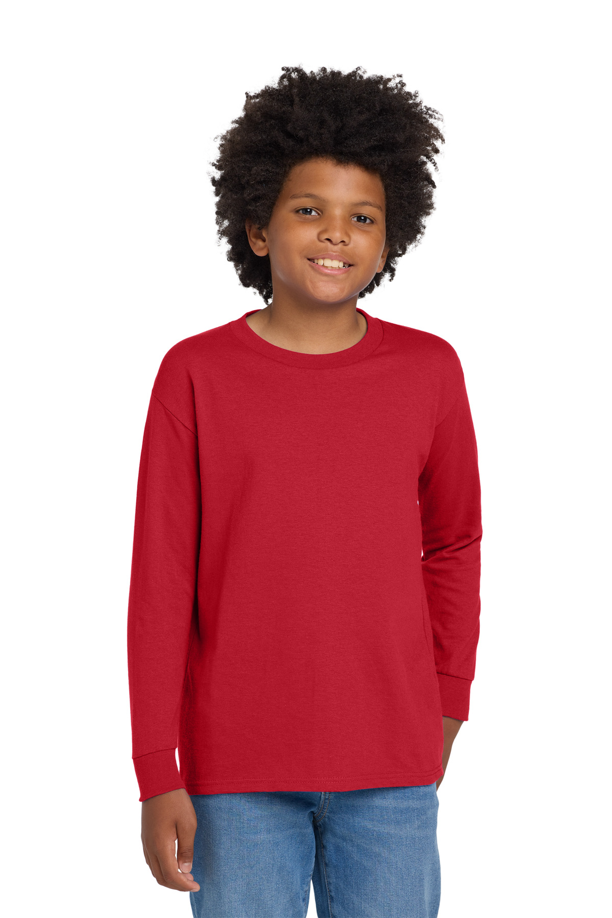 Gildan ® Youth Heavy Cotton ™ 100% Cotton Long Sleeve T-Shirt. 5400B - Red