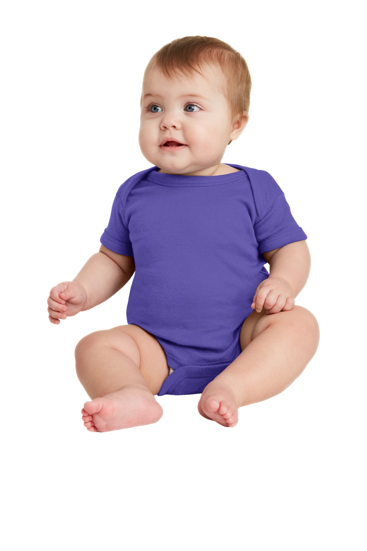 Infant Short Sleeve Baby Rib Bodysuit - Purple