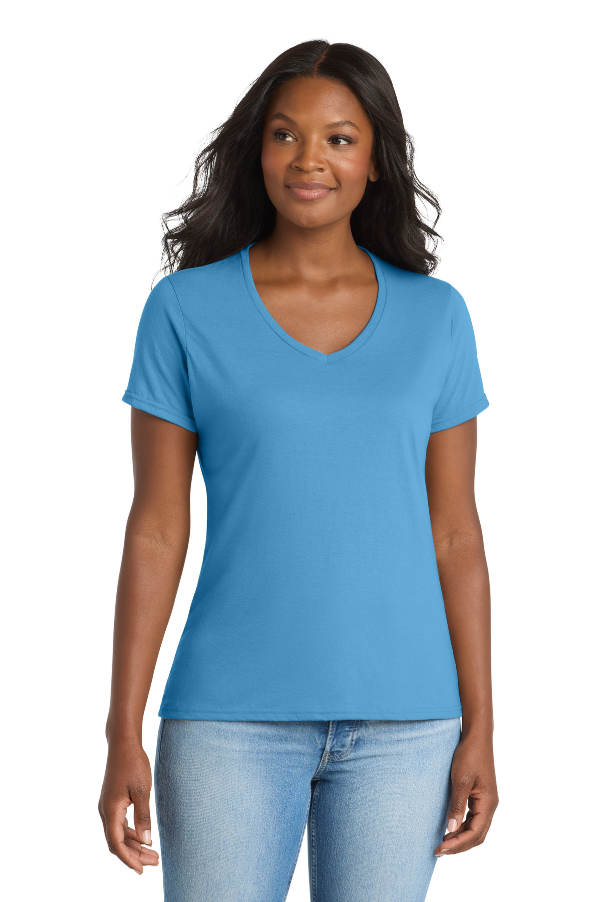 Port & Co Women's Performance Blend V-Neck Tee. LPC381V