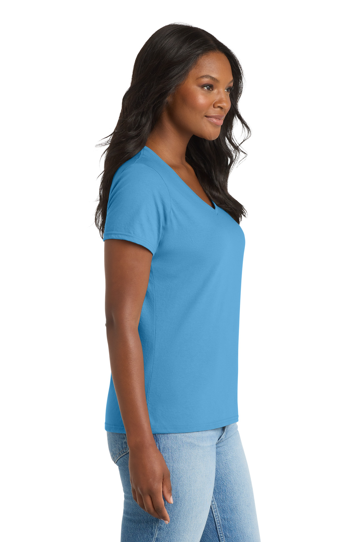 Port & Co Women's Performance Blend V-Neck Tee. LPC381V