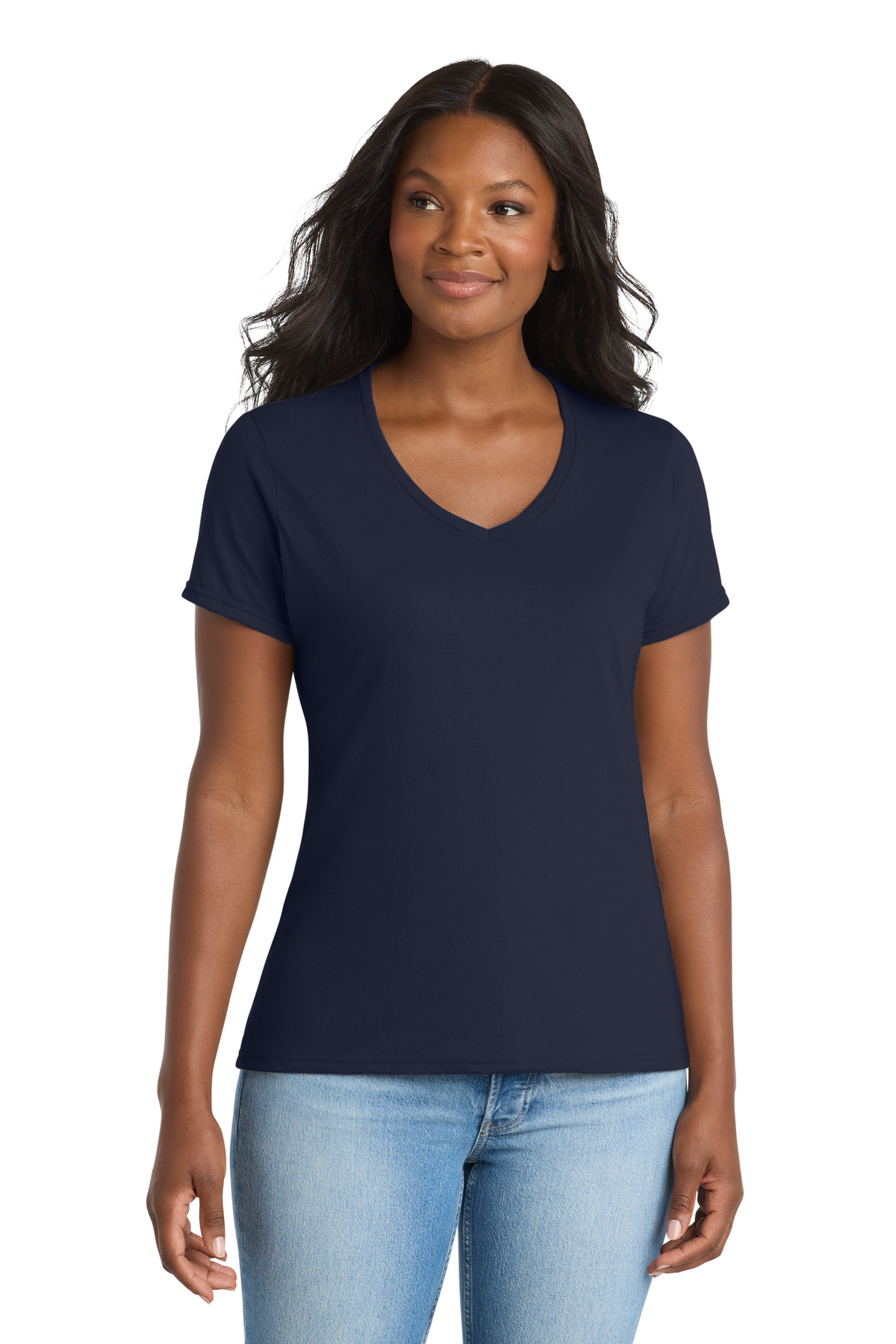 Port & Co ™ Women's Performance Blend V-Neck Tee. LPC381V - Deep Navy
