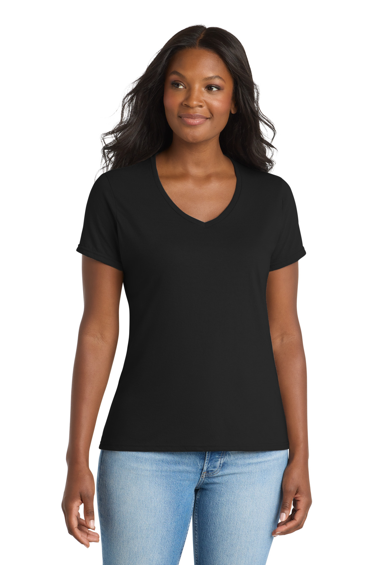 Port & Co Women's Performance Blend V-Neck Tee. LPC381V