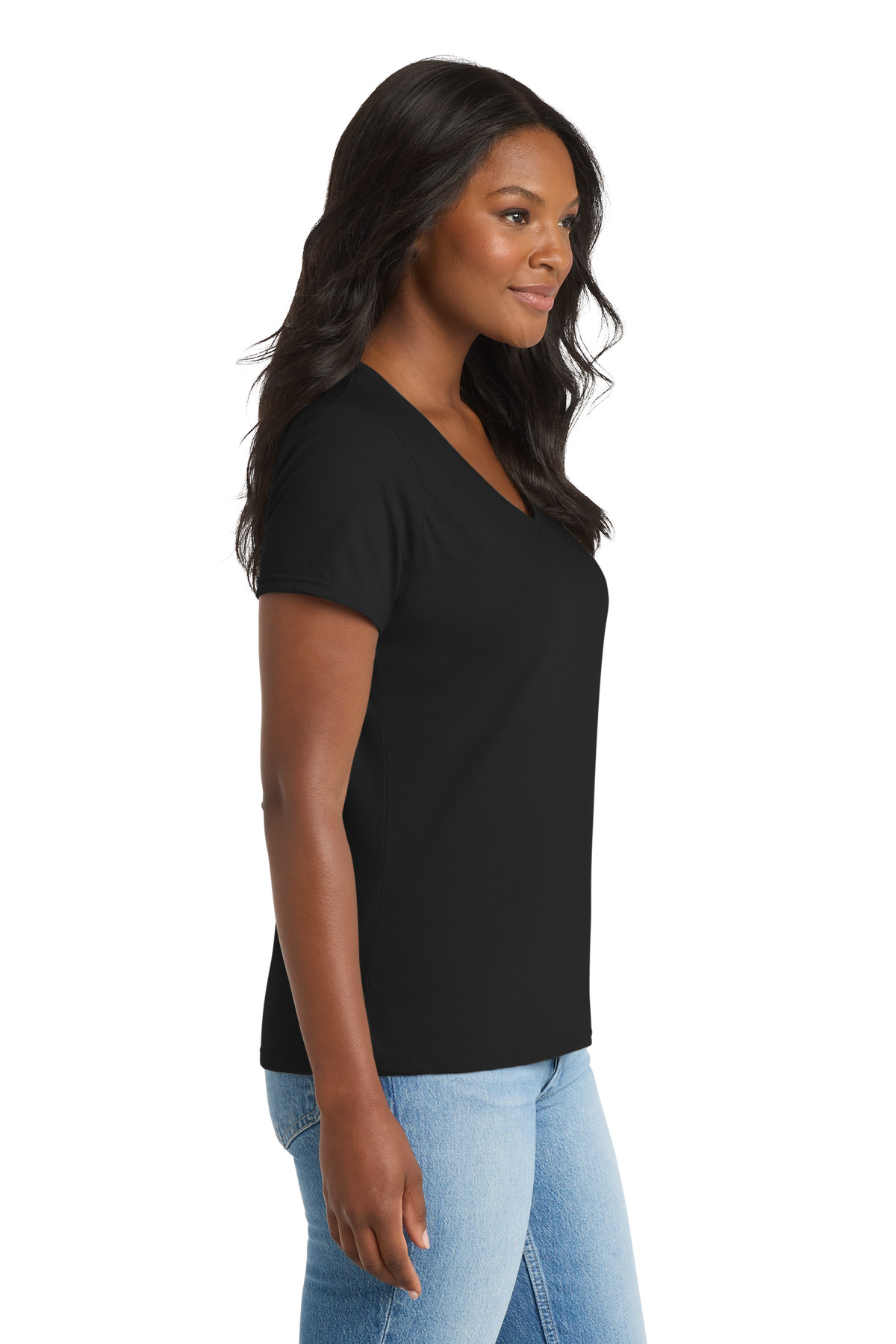 Port & Co Women's Performance Blend V-Neck Tee. LPC381V