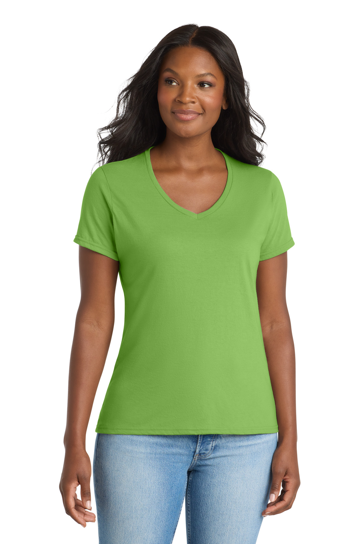 Port & Co ™ Women's Performance Blend V-Neck Tee. LPC381V - Lime