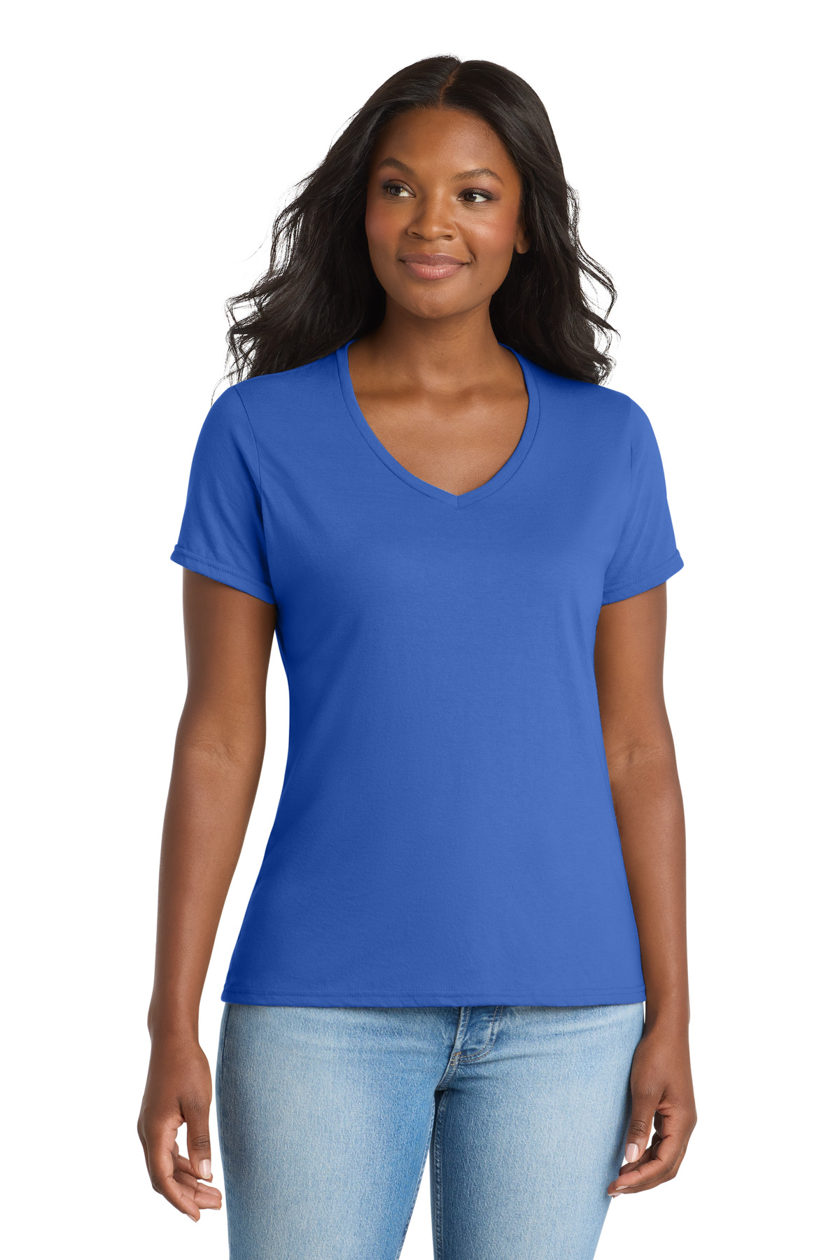 Port & Co ™ Women's Performance Blend V-Neck Tee. LPC381V - True Royal