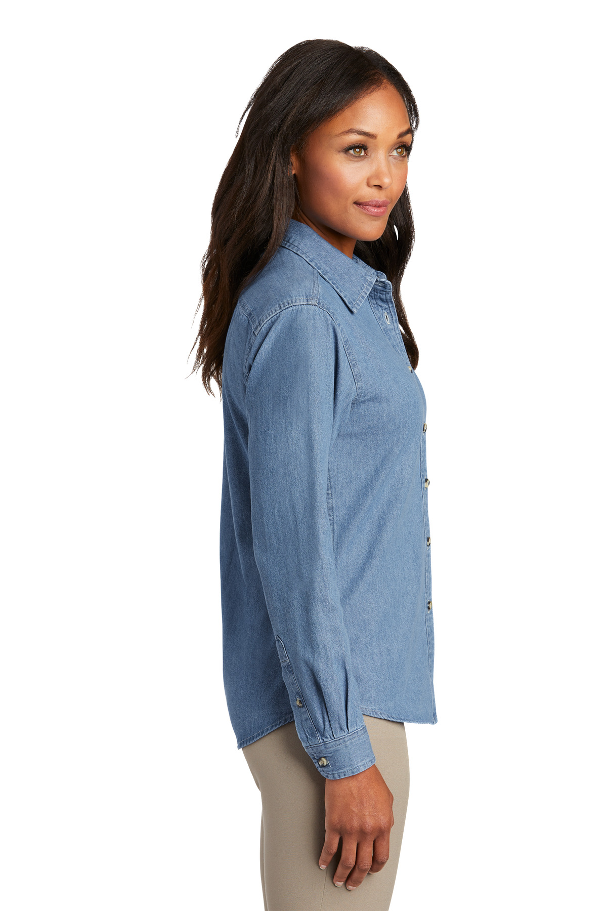 Port & Company Women's Long Sleeve Value Denim Shirt. LSP10