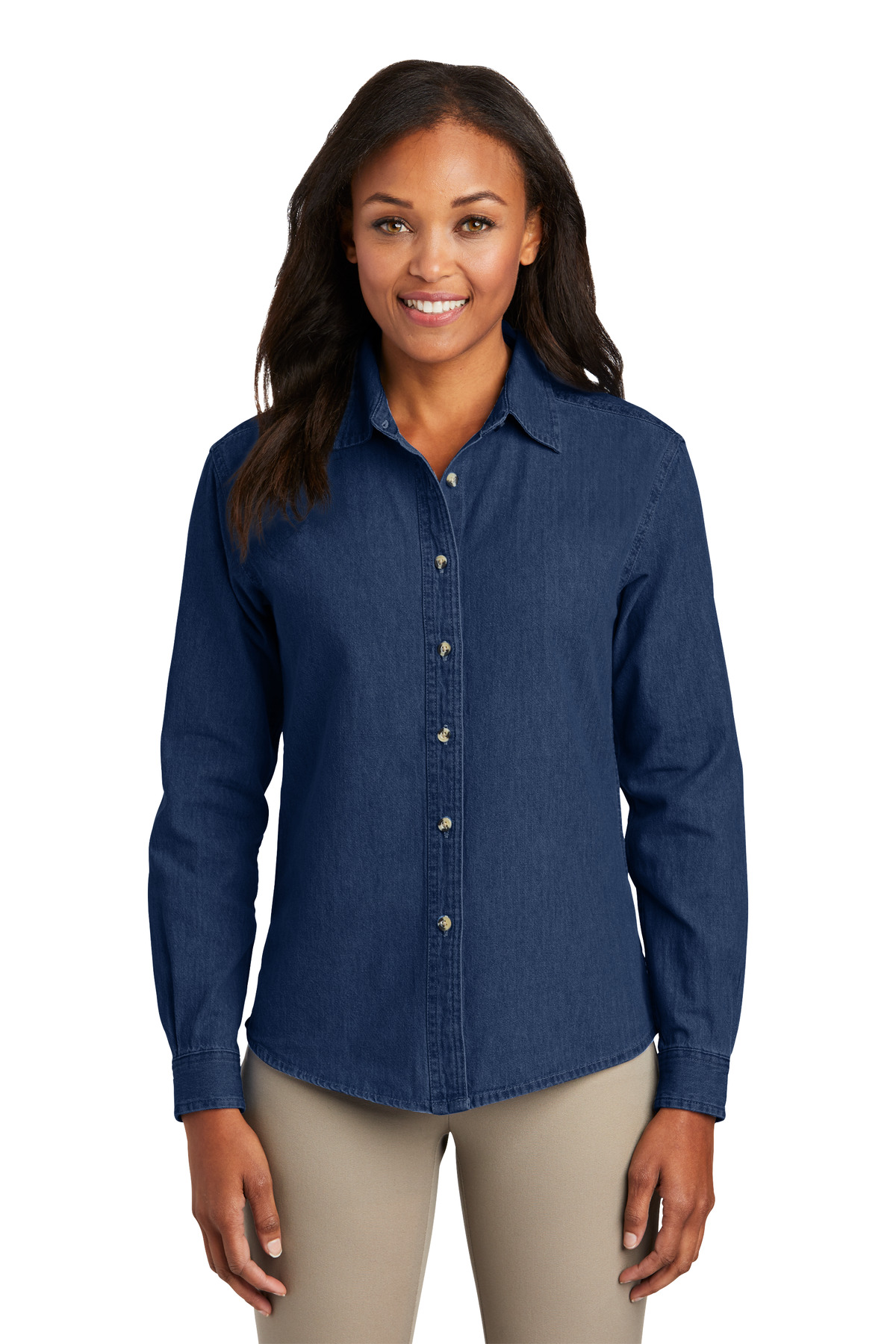 Port & Company Women's Long Sleeve Value Denim Shirt. LSP10