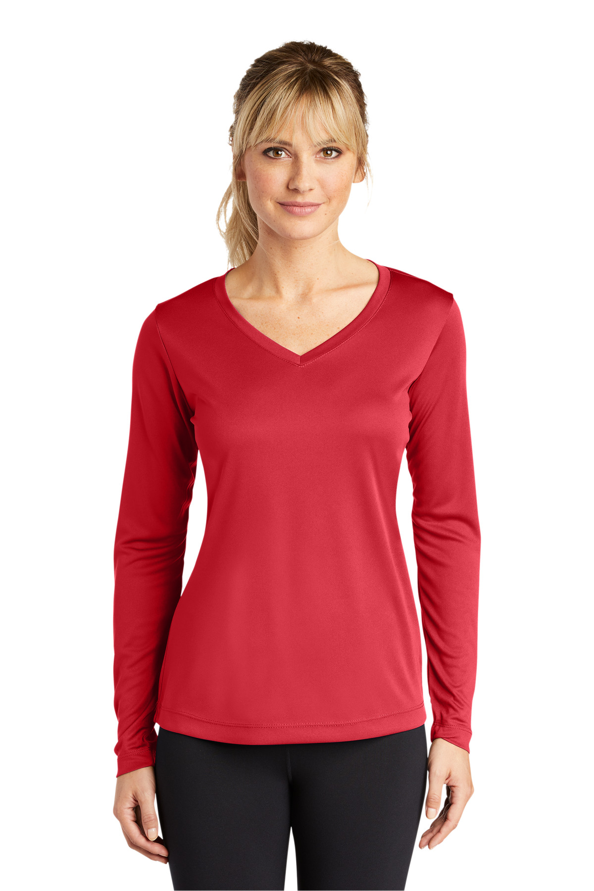 Sport-Tek &#174;  Ladies Long Sleeve PosiCharge &#174;  Competitor&#153; V-Neck Tee.