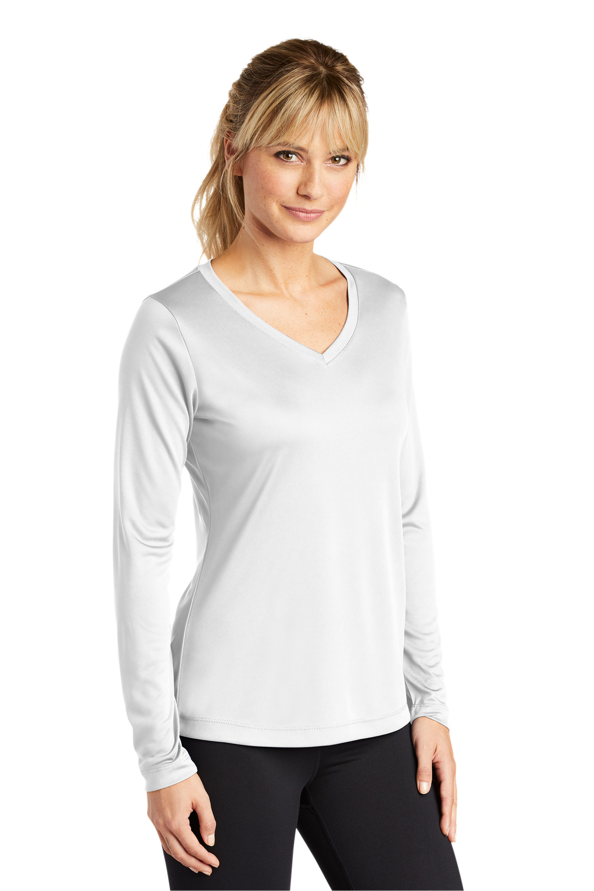 Sport-Tek Women's Long Sleeve PosiCharge Competitor V-Neck Tee. LST353LS