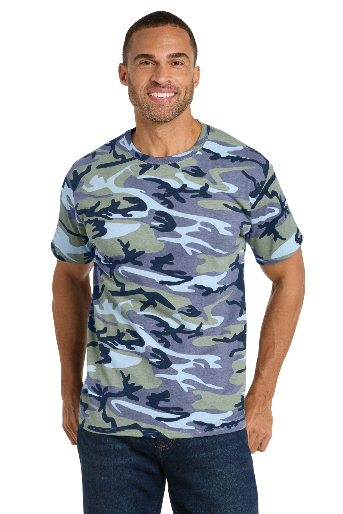 Port & Co ™ Core Cotton Camo Tee. PC54C - Woodland Blue Camo