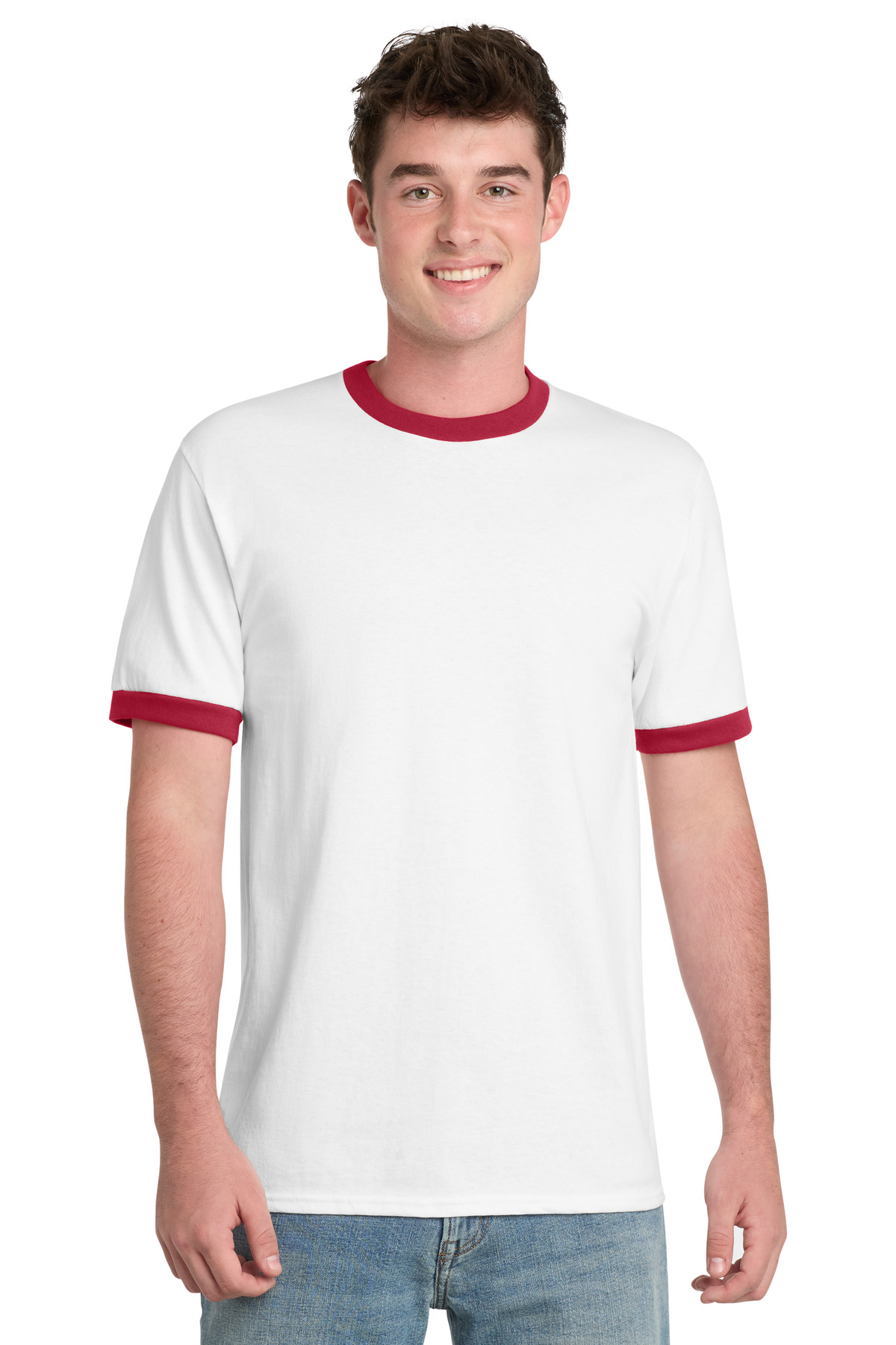 Port & Co PC54R swatch in White/ Red