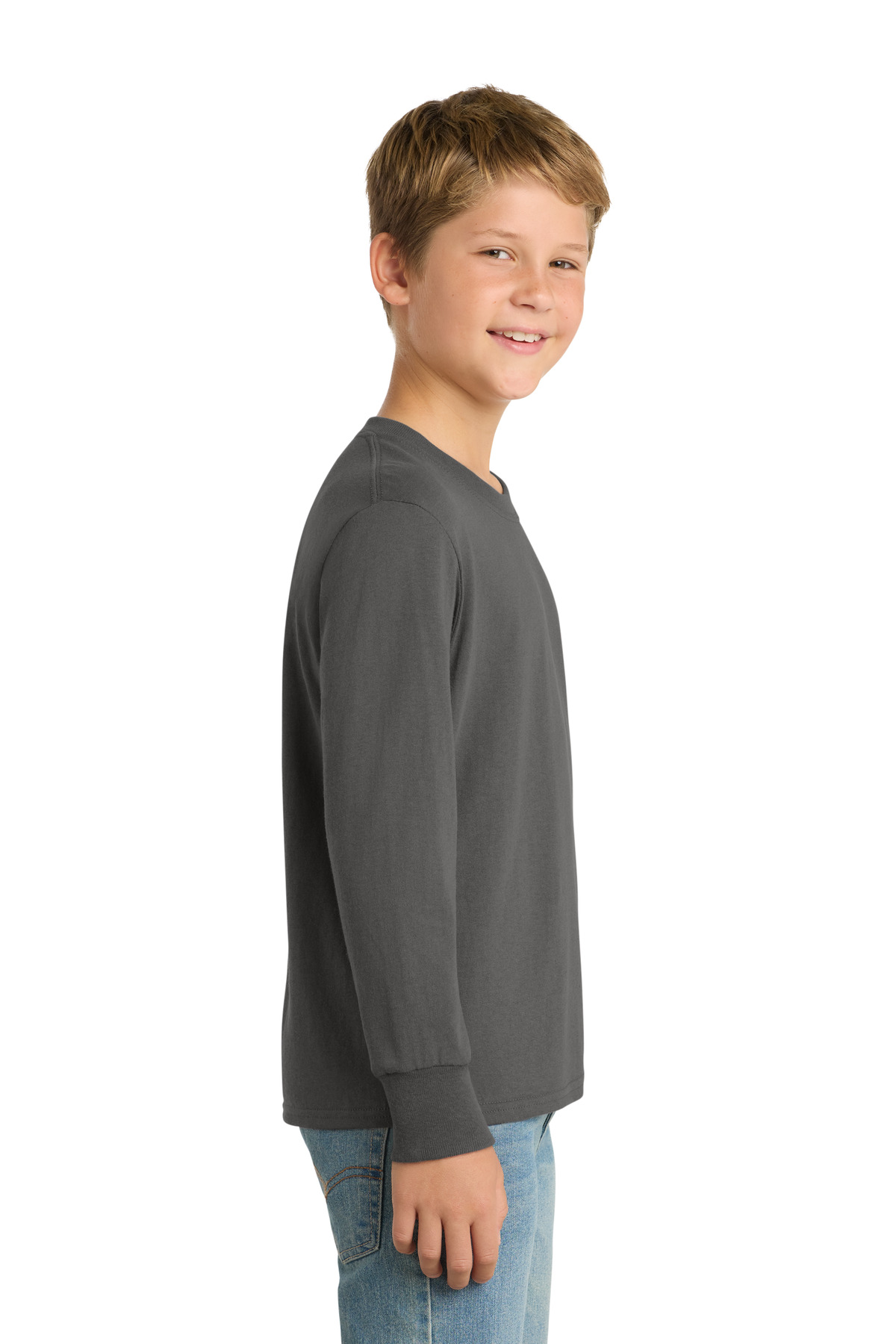 Port & Co Youth Long Sleeve Core Cotton Tee. PC54YLS