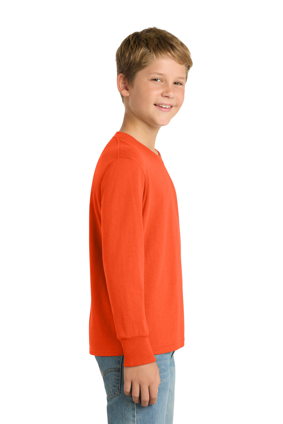 Port & Co Youth Long Sleeve Core Cotton Tee. PC54YLS