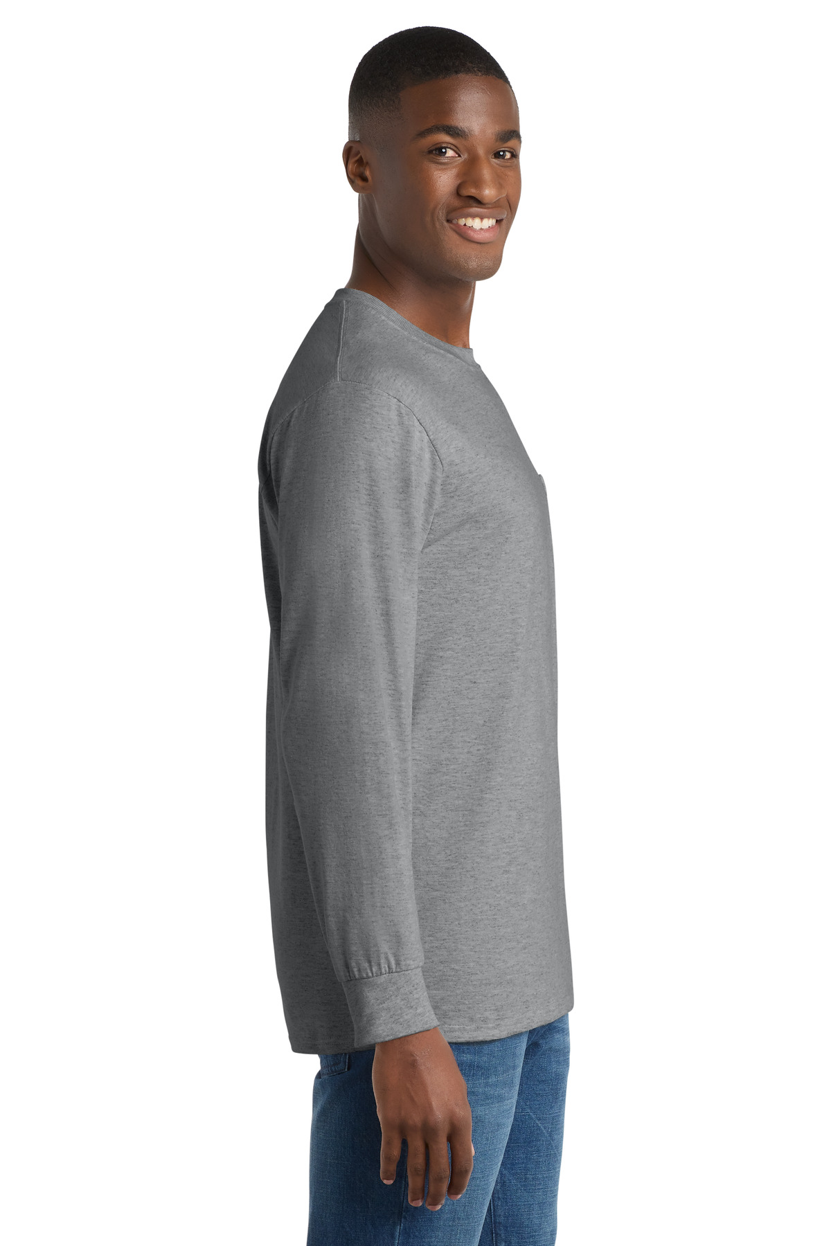 Port & Co Long Sleeve Essential Pocket Tee. PC61LSP