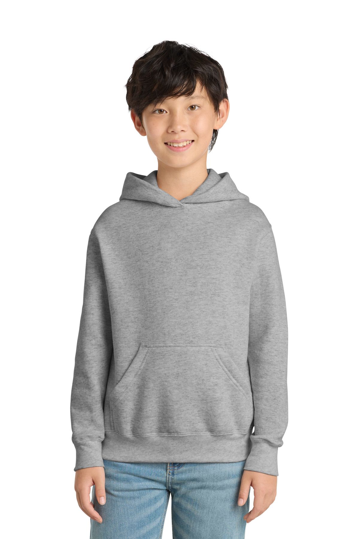 Port & Co ™  Youth Core Fleece Pullover Hooded Sweatshirt.  PC90YH - Front Model