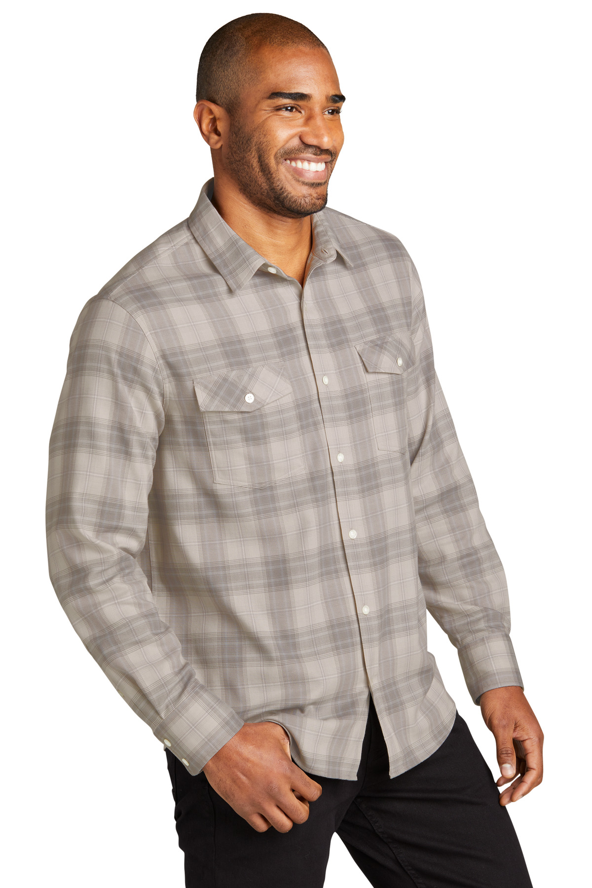 Port Authority Long Sleeve Ombre Plaid Shirt W672
