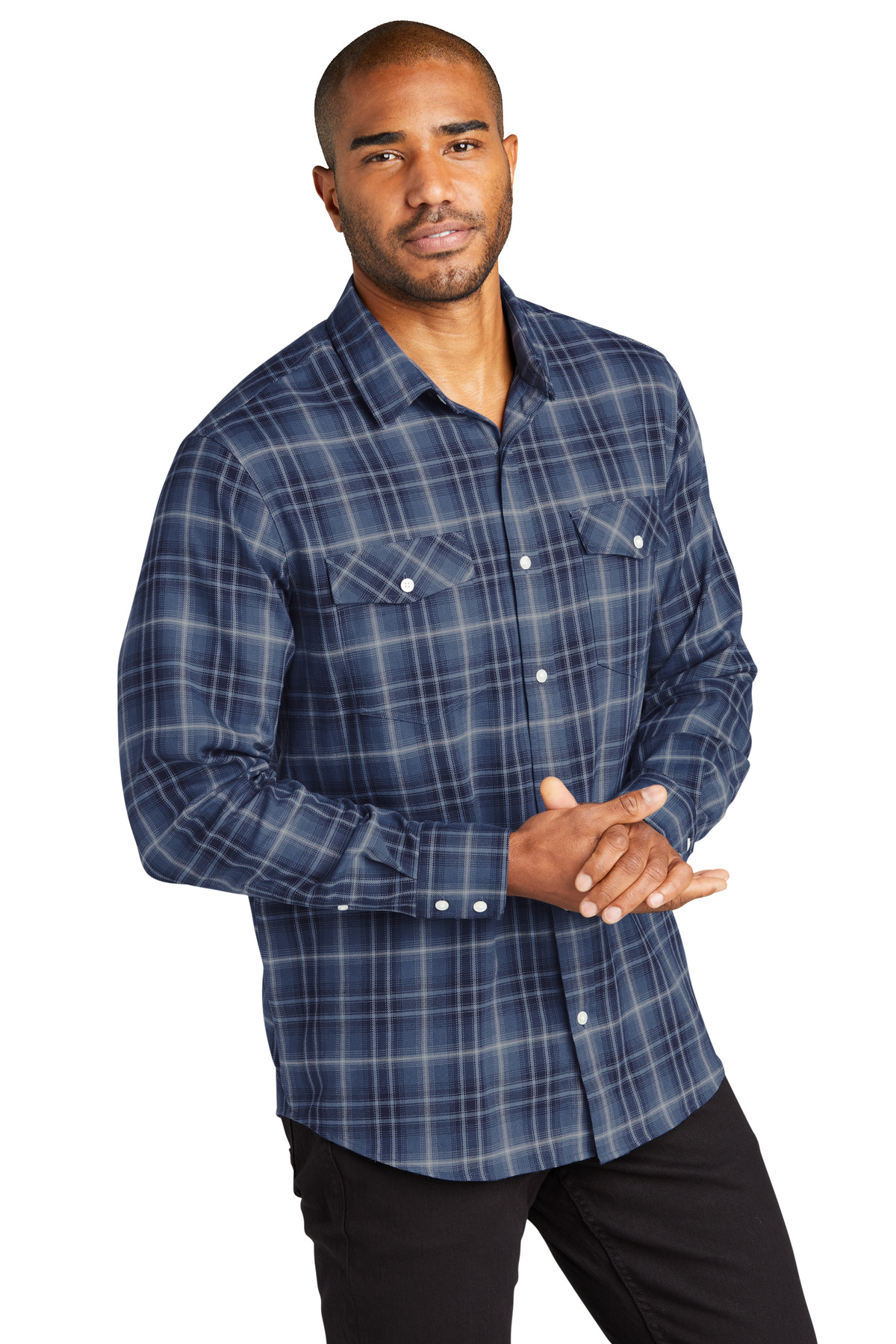 Port Authority Long Sleeve Ombre Plaid Shirt W672