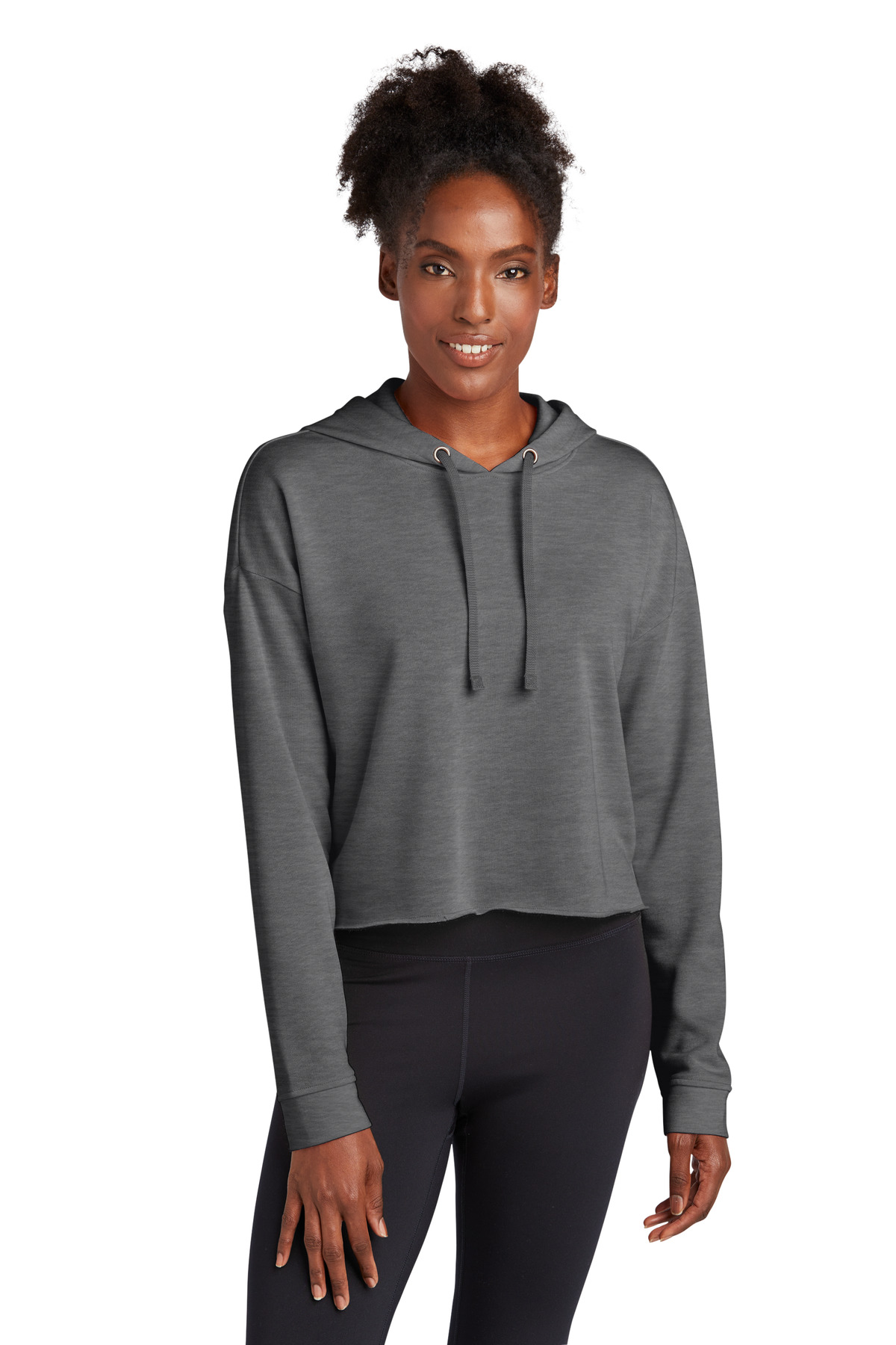 Sport-Tek Ladies PosiCharge Tri-Blend Wicking Fleece Crop Hooded Pullover-
