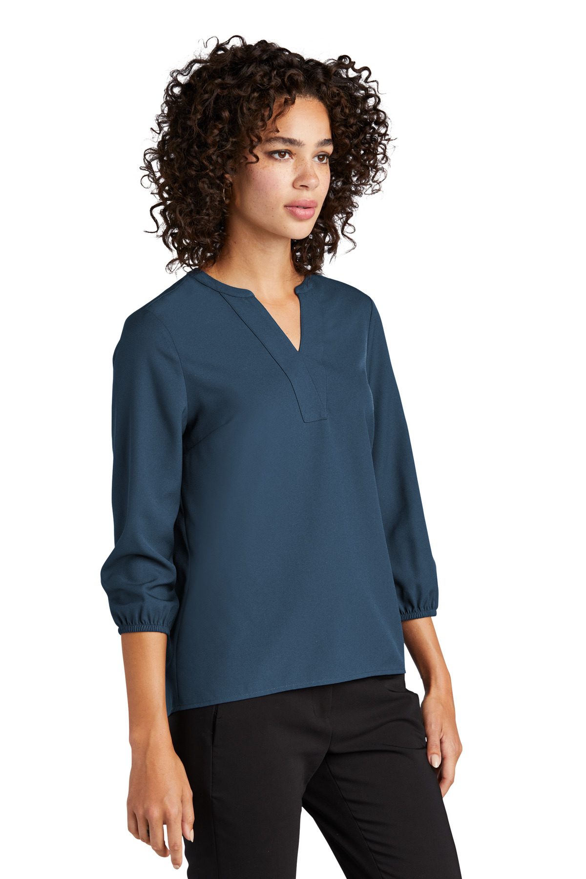 Mercer+Mettle Women's Stretch Crepe 3/4-Sleeve Blouse MM2011