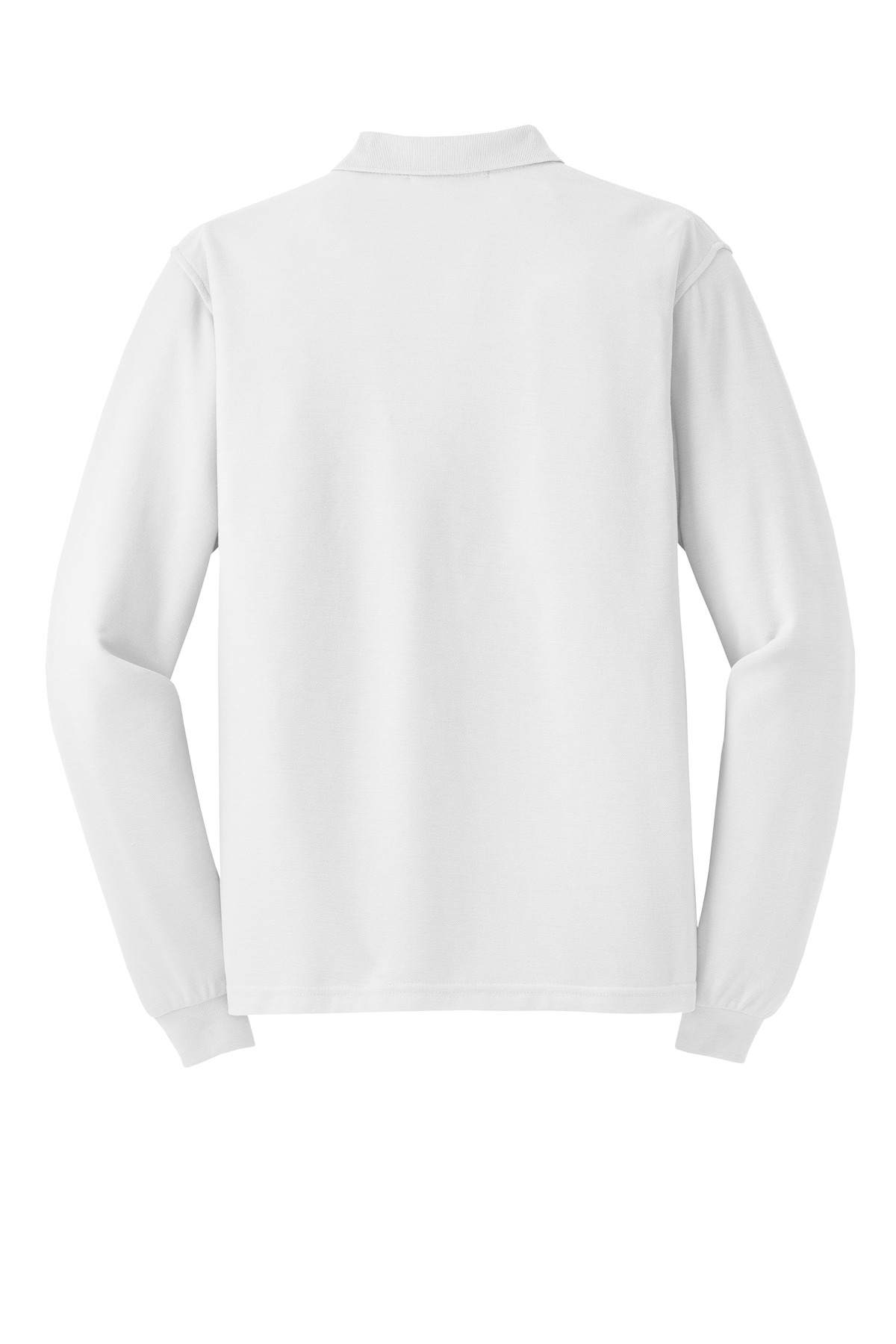 Port Authority Silk Touch Long Sleeve Polo. K500LS in White — Back