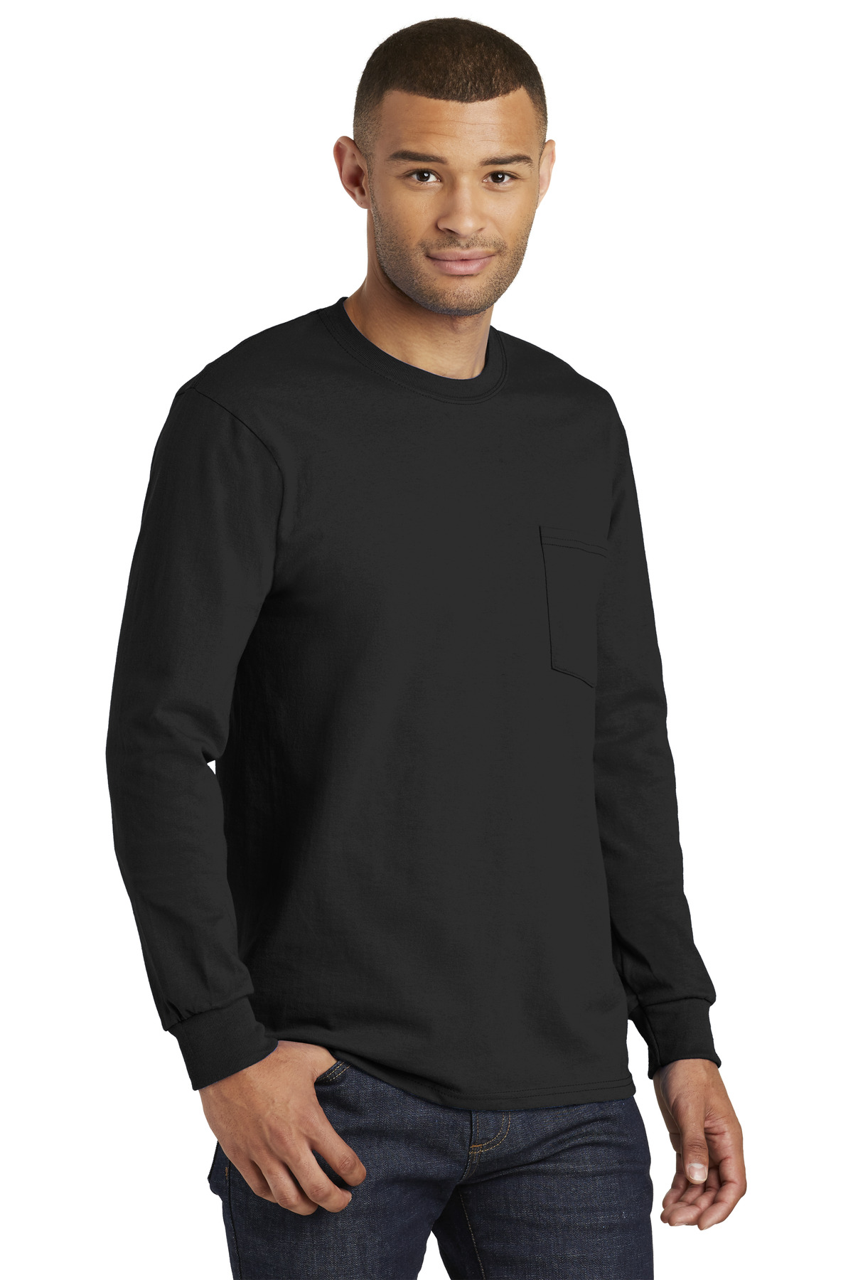 Port & Company Tall Long Sleeve Essential Pocket Tee. PC61LSPT